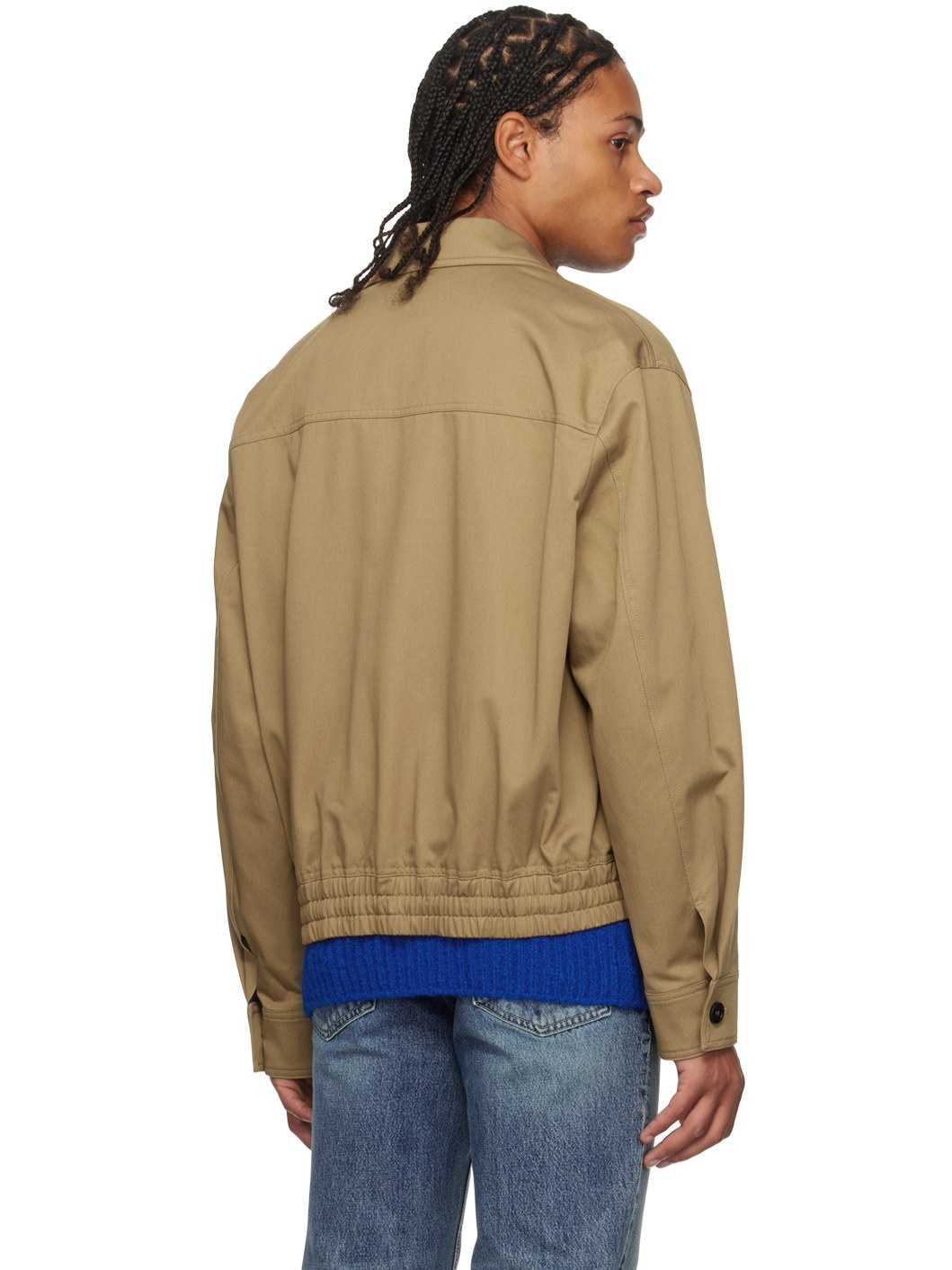 Beige Open Spread Collar Jacket - 3