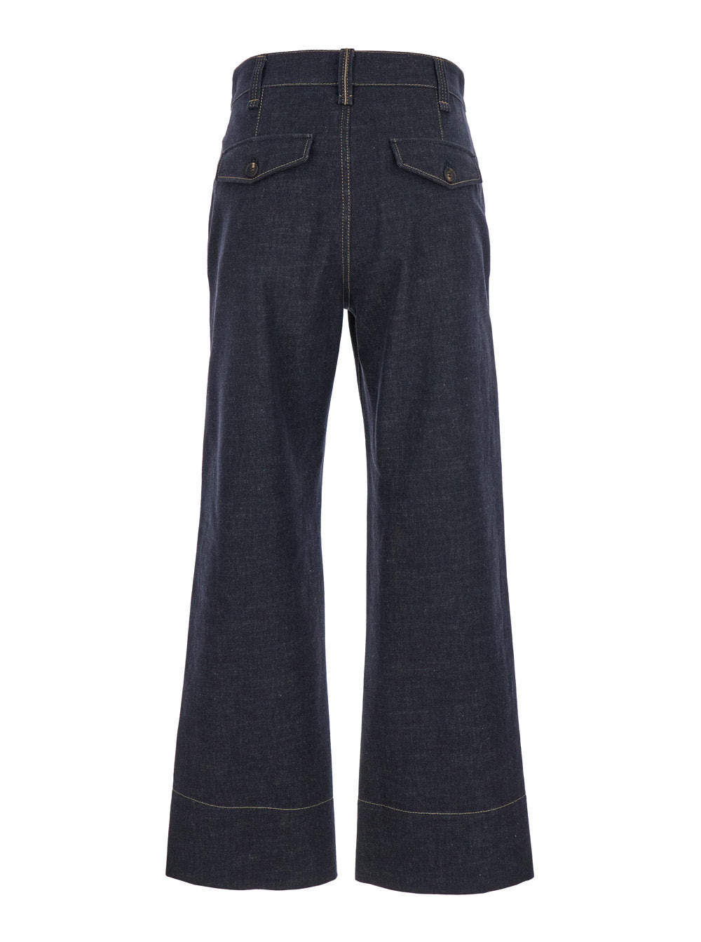 Brunello Cucinelli Women Blue Jeans With Wide Leg And Contrasting Stitching In Denim Woman - 2
