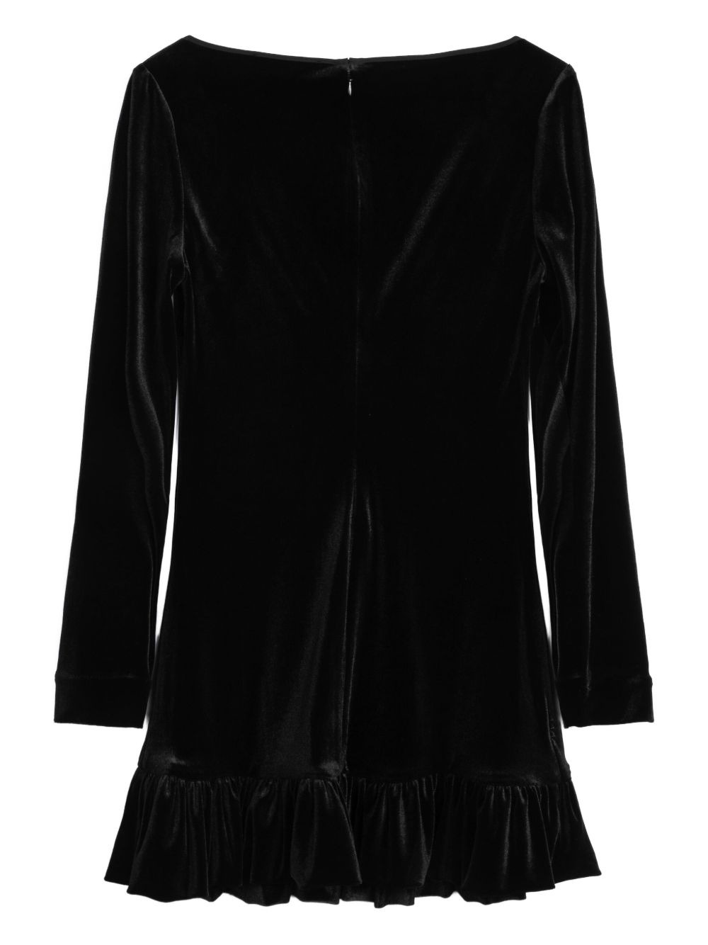 velvet ruffle-hem dress - 2