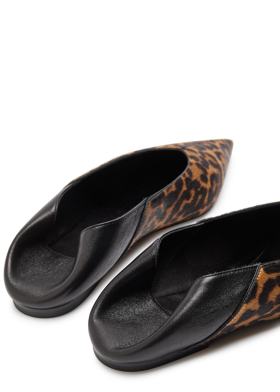 Saint Laurent Nour Leopard-print Calf-hair Flats - 4