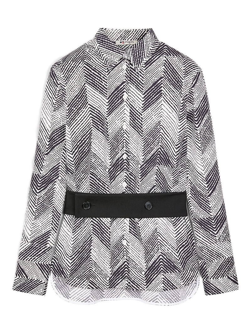 chevron-patterned belted shirt 1