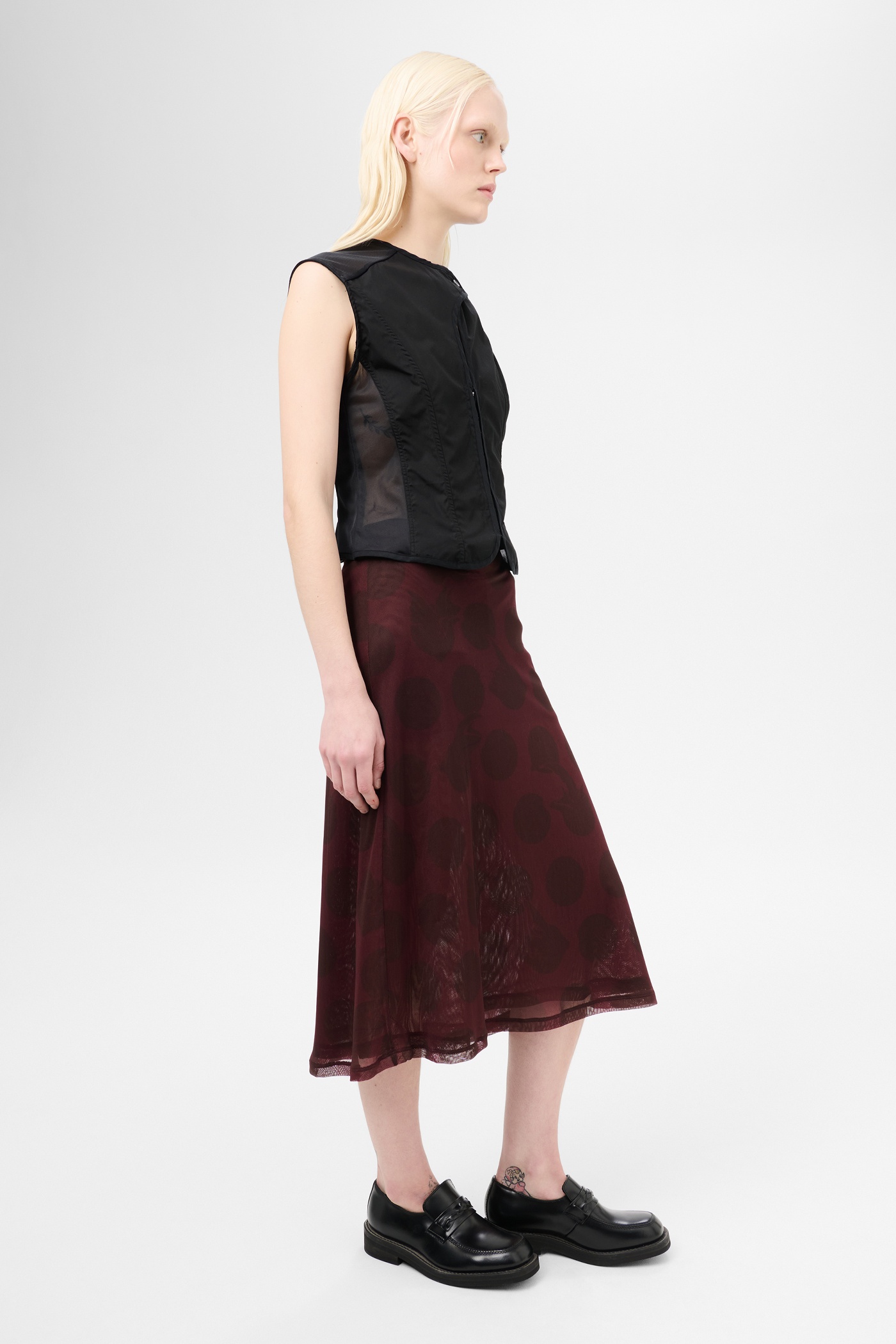 Ballon Skirt Dotted Pink Print Mesh - 5