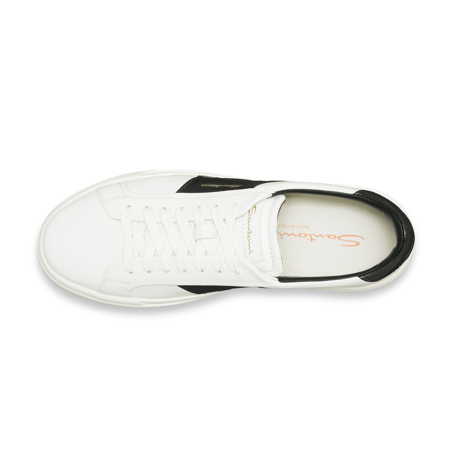 Men’s white and black leather double buckle sneaker - 5
