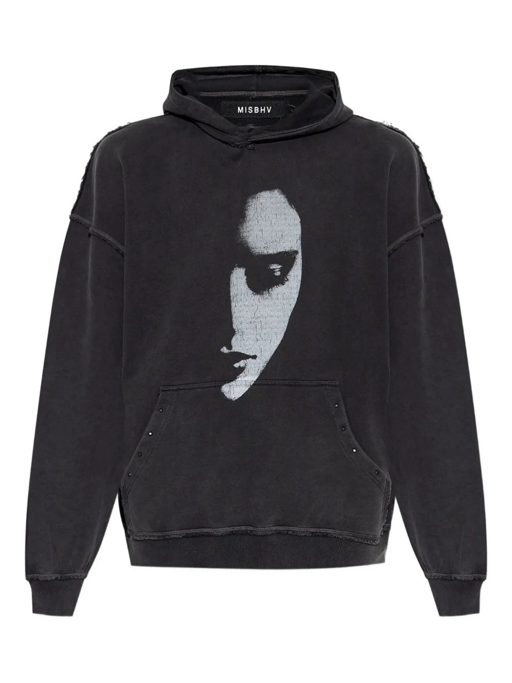 face-print studded hoodie - 1