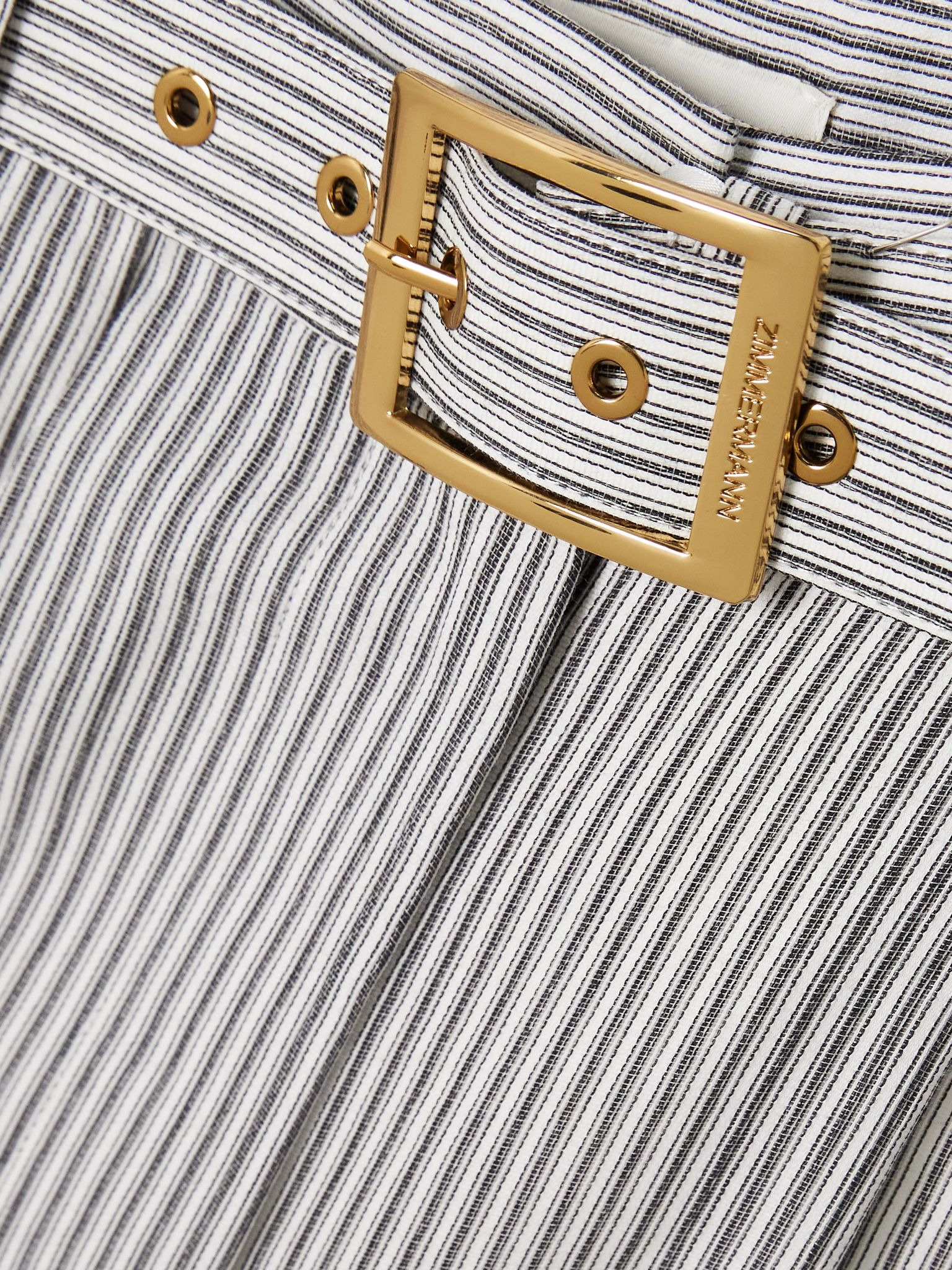 Belted striped cotton and silk-blend wide-leg pants Ivory - 4