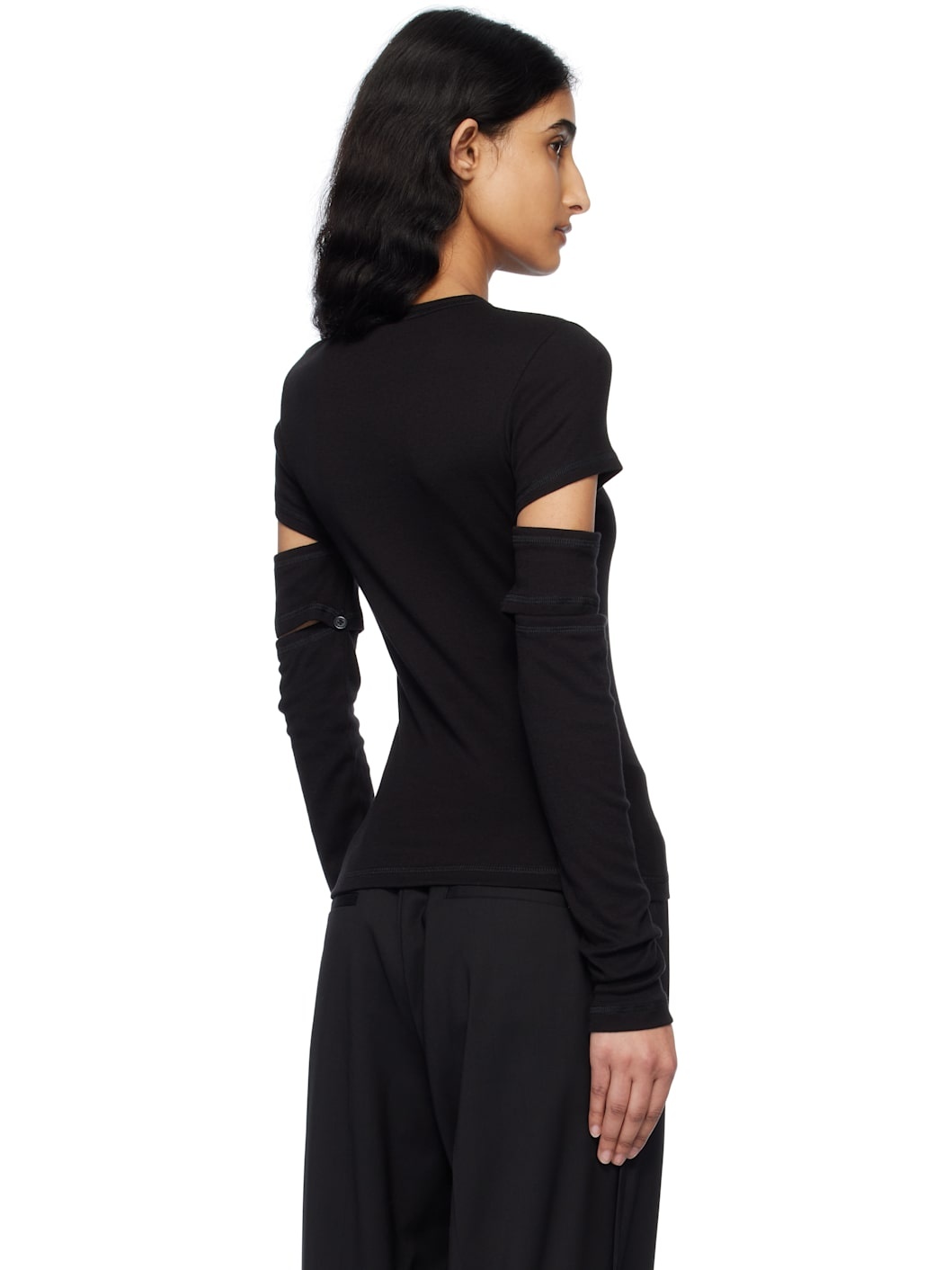 Black Slashed Long-Sleeved T-shirt - 3