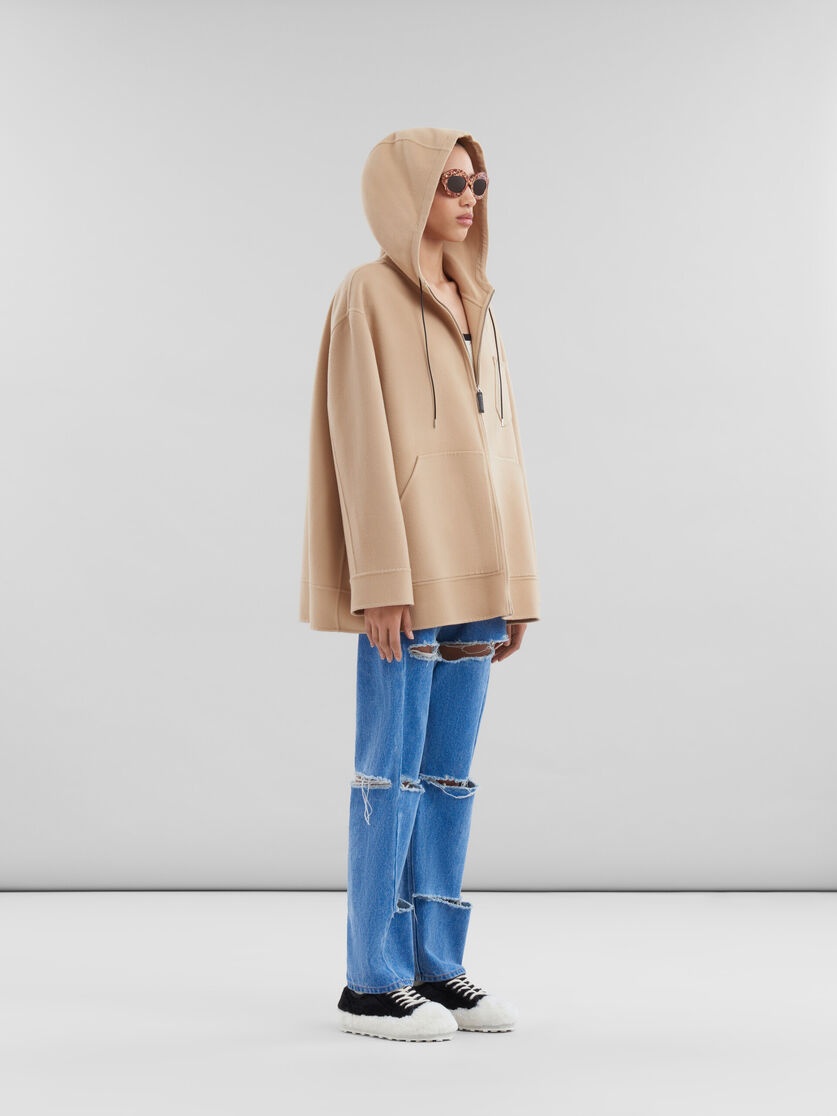 BEIGE WOOL-CASHMERE PARKA WITH MARNI MENDING - 6