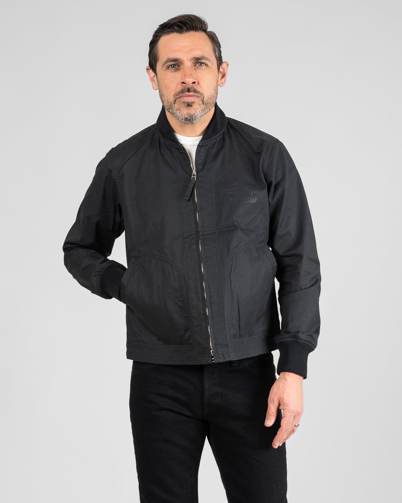 Iron Heart IHJ-145-BLK 7oz Rubber Wax Coated Windbreaker - Black outlook