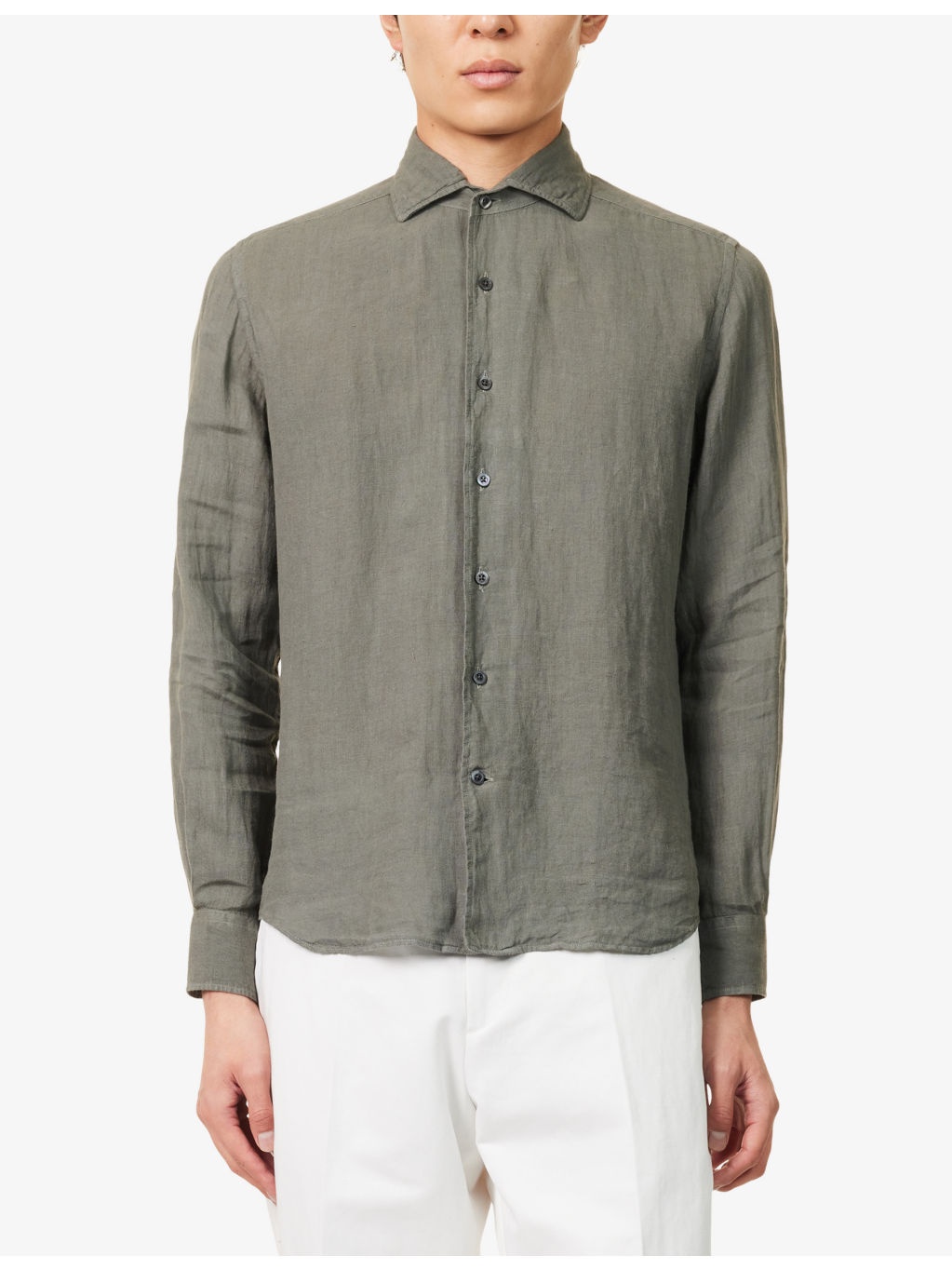 Long-Sleeve Regular-Fit Linen Shirt - 3
