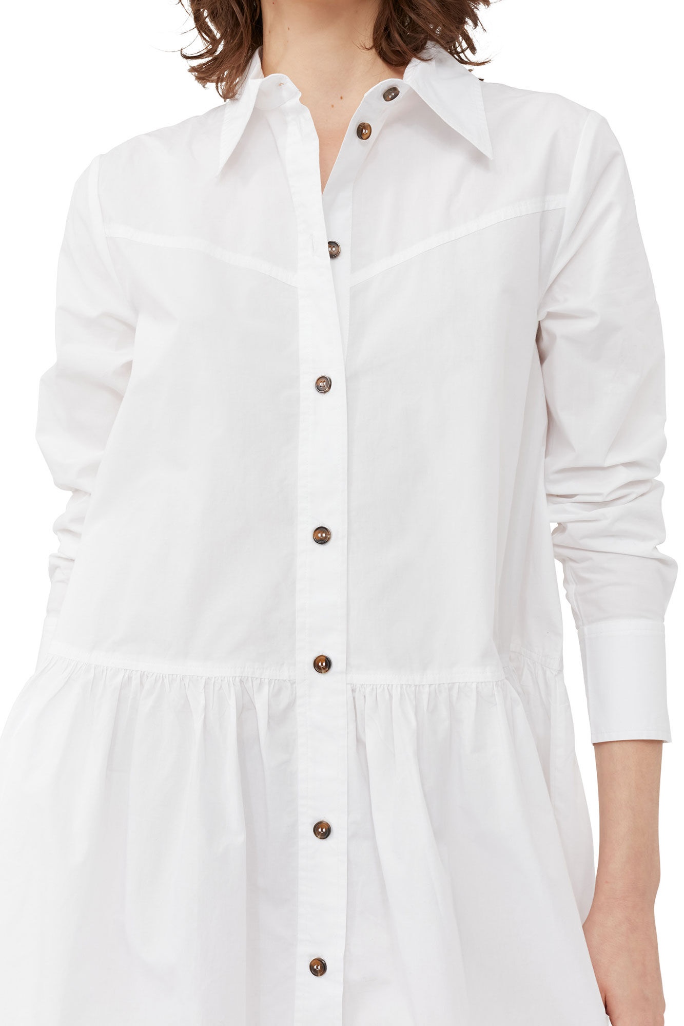 WHITE COTTON POPLIN MINI SHIRT DRESS - 7