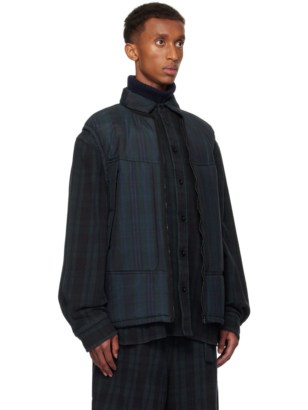 Black & Green Plaid Jacket - 2