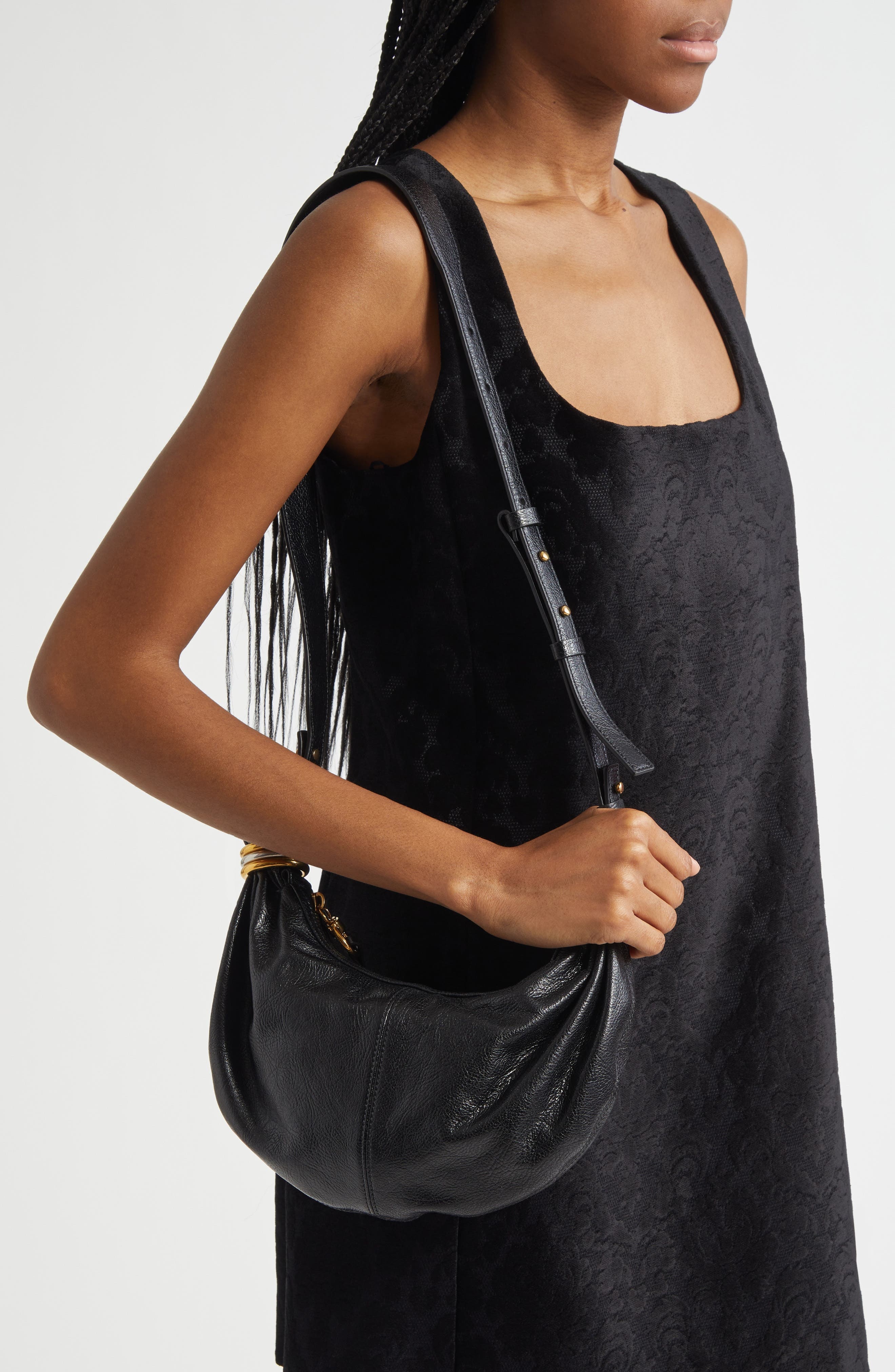 Chloé Mini Bracelet Leather Hobo Bag in Black at Nordstrom - 2