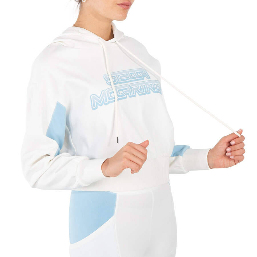 Stella Mccartney Ladies White Logo-Print Cotton-Jersey Hoodie - 4