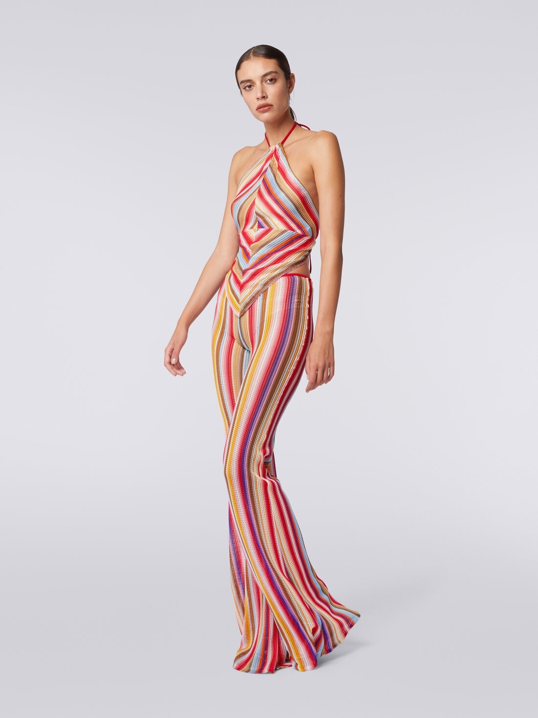 Flared trousers in striped crochet - 3
