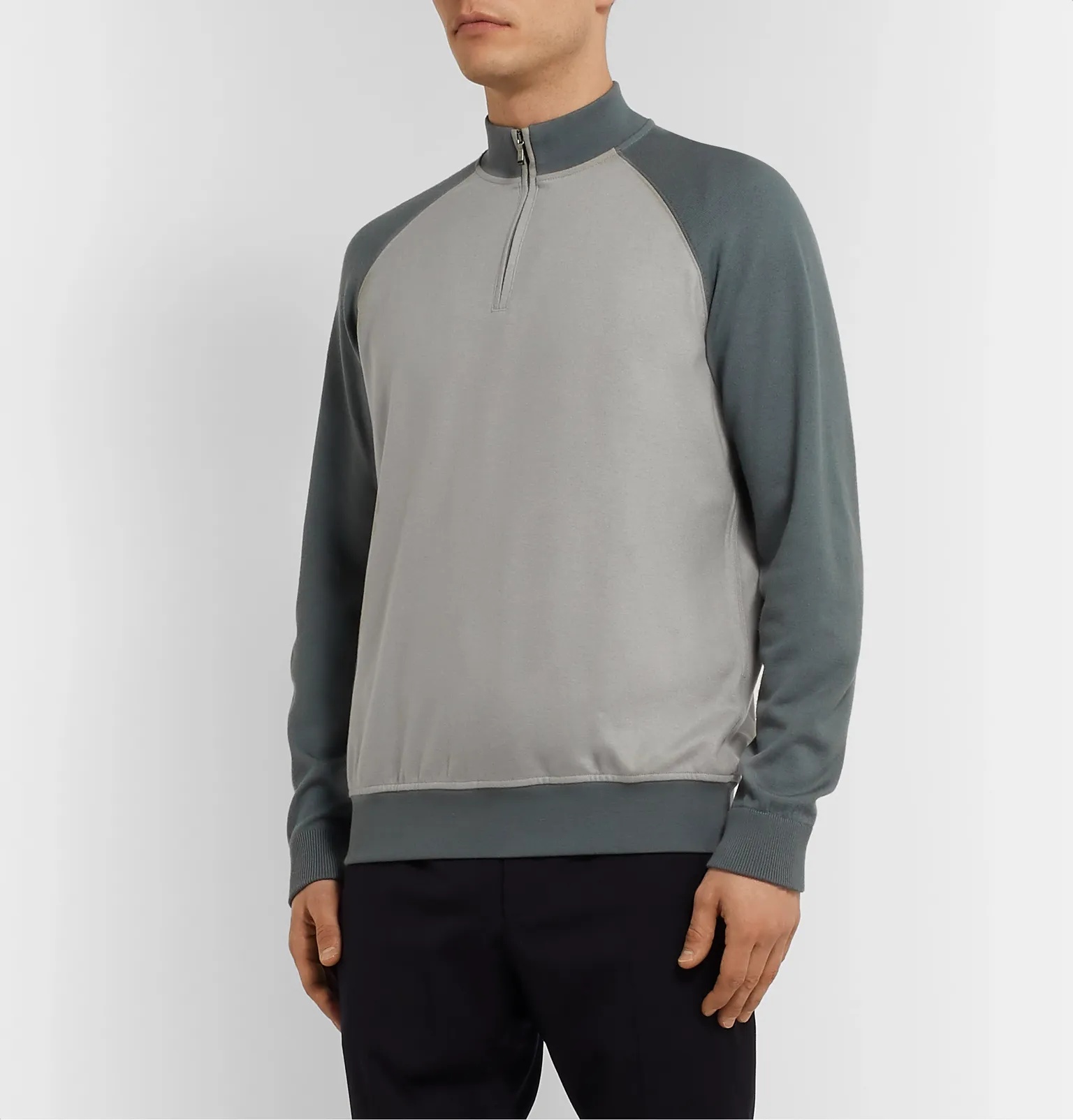 Colour-Block Virgin Wool and Cashmere Half-Zip Sweatshirt - 4