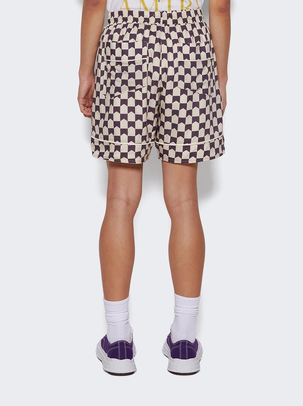 Checkered Pj Shorts Cream And Brown - 5