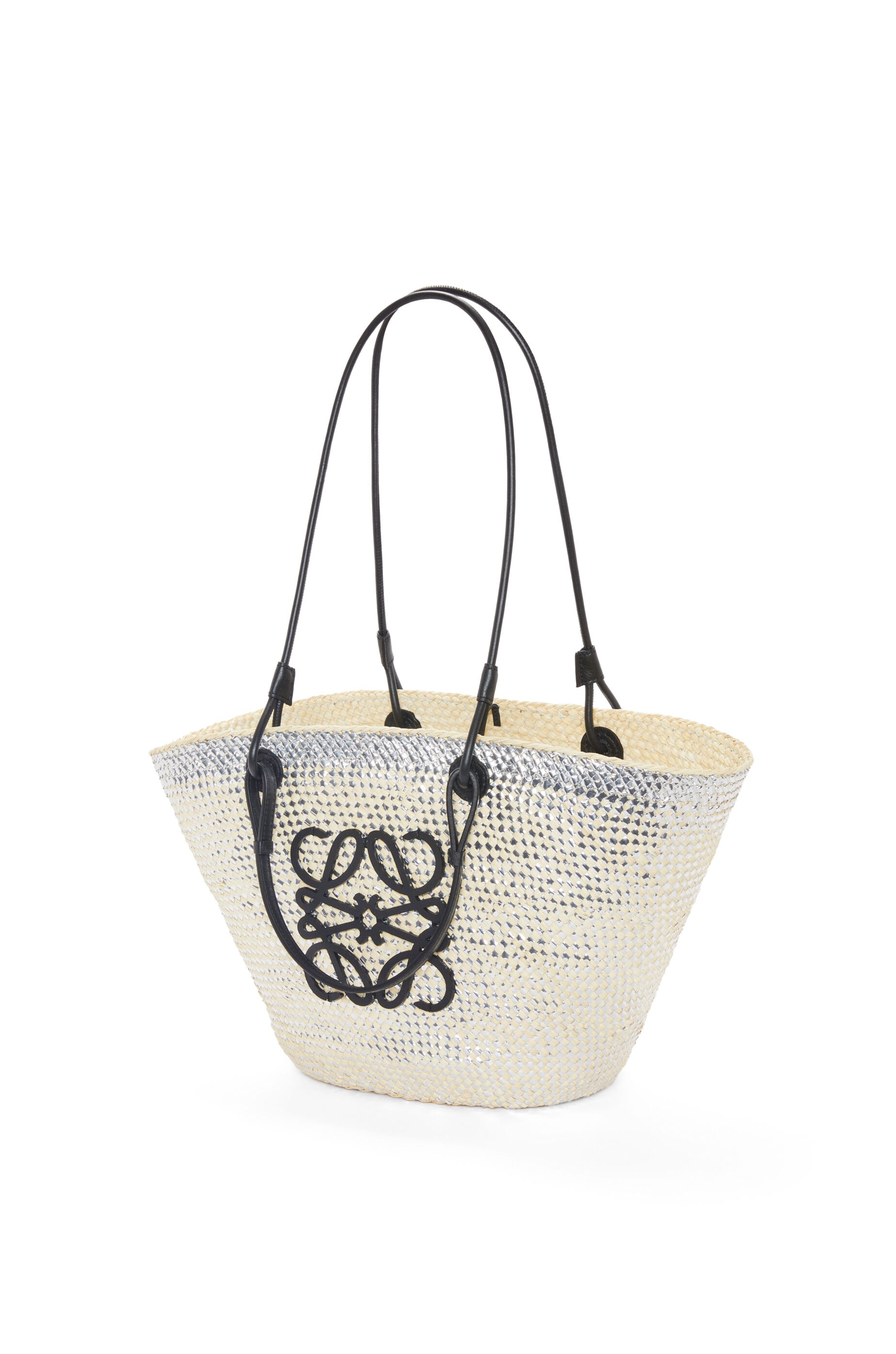 Sparkling Anagram basket bag in iraca palm and calfskin - 2
