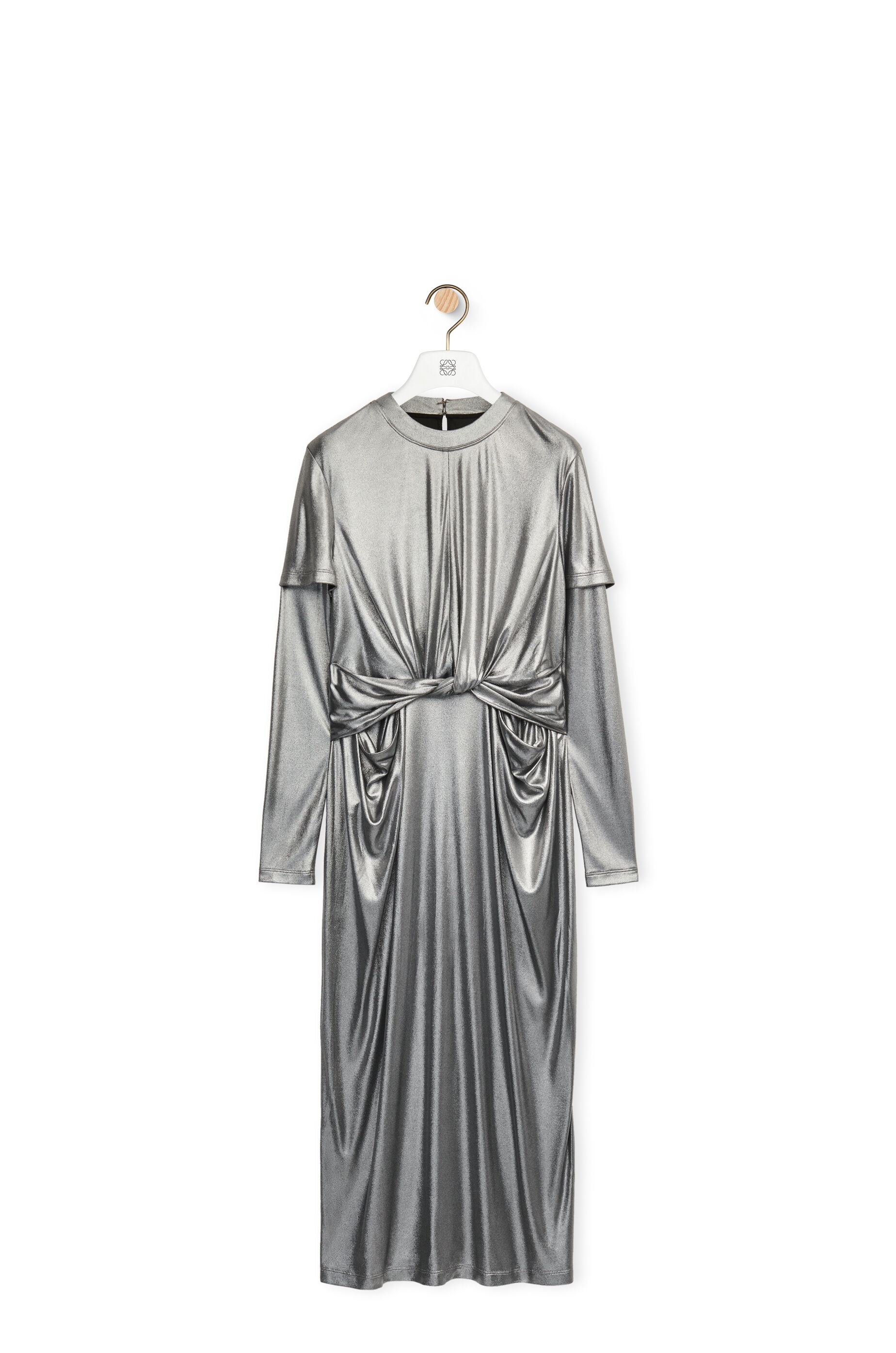 Draped dress in laminated jersey - 1