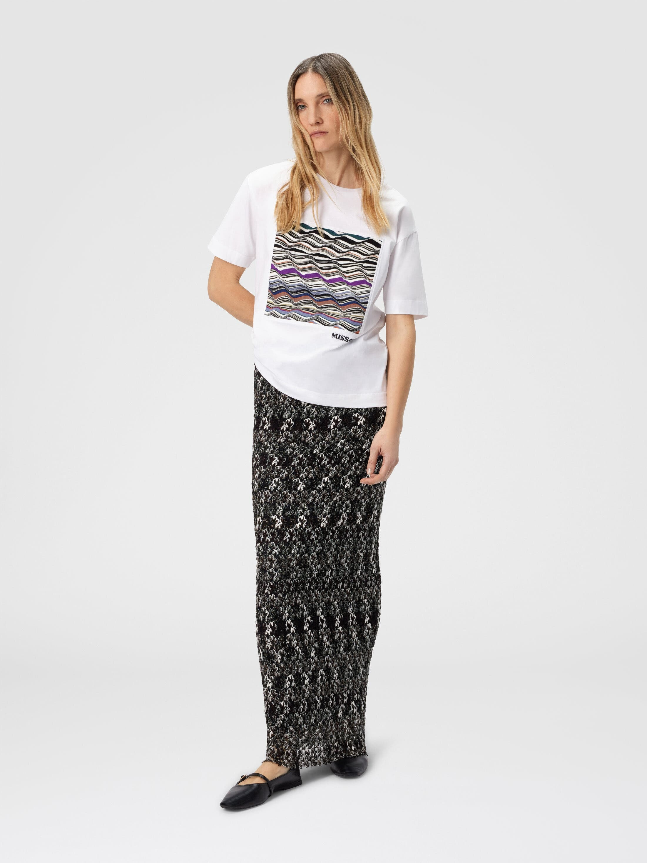Missoni Short Sleeve T-shirt With Knit Insert And Logo in White at Nordstrom - 2
