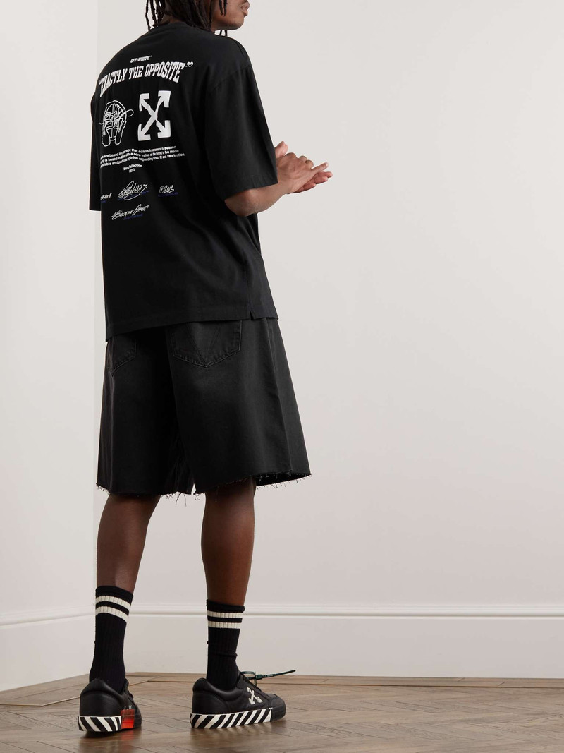 Off-White Oversized Logo-Embroidered Printed Cotton-Jersey T-Shirt outlook