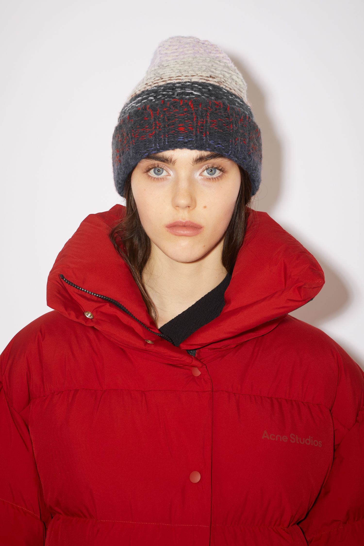 Twisted stripe wool beanie - Dark grey/multi - 2