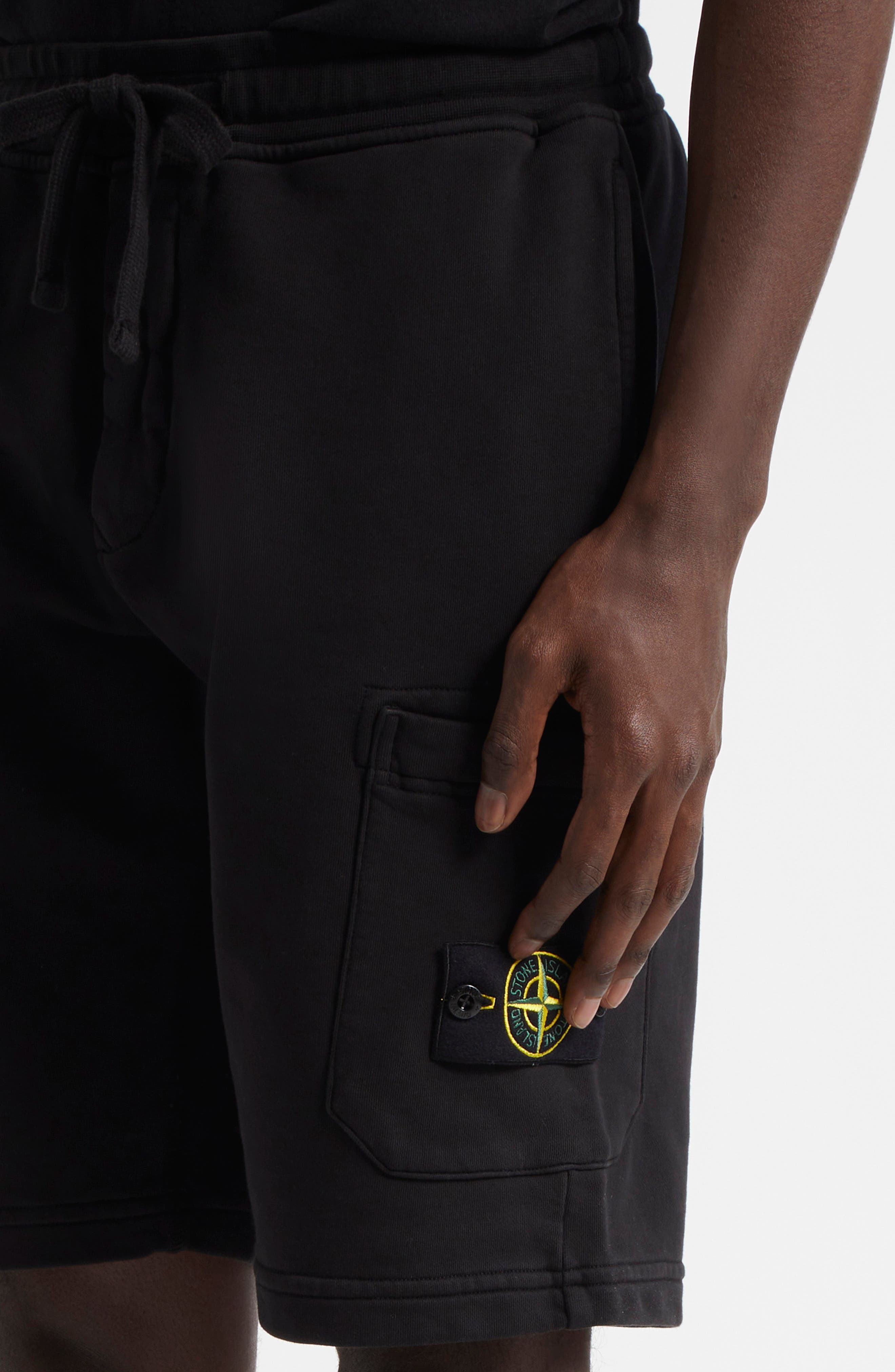 Stone Island Cotton Fleece Cargo Bermuda Shorts in V0029 Black at Nordstrom - 5