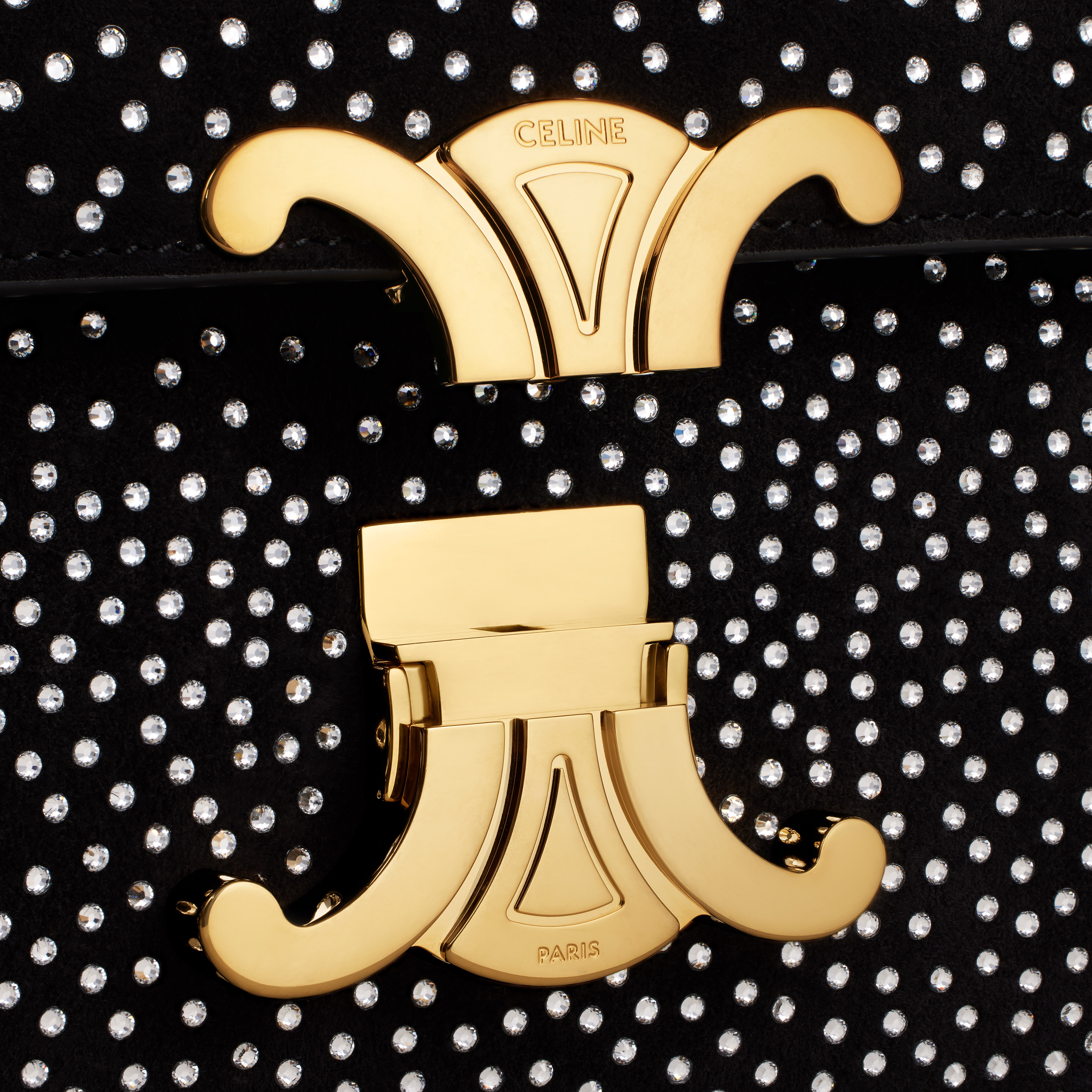 CHAIN SHOULDER BAG CLAUDE in SUEDE GOATSKIN WITH STRASS - 5