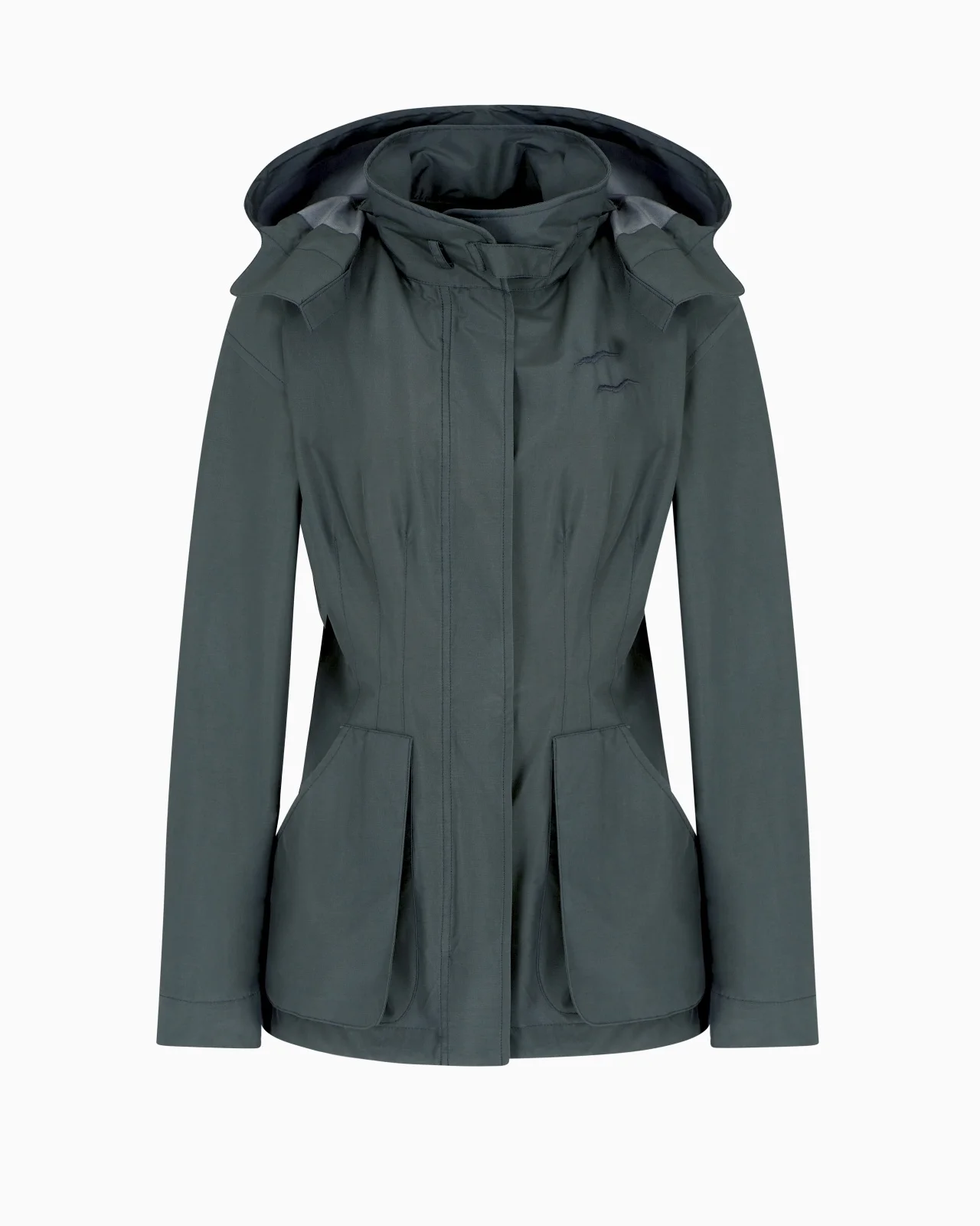TECHNICAL SILK HOODED PEA COAT - 1