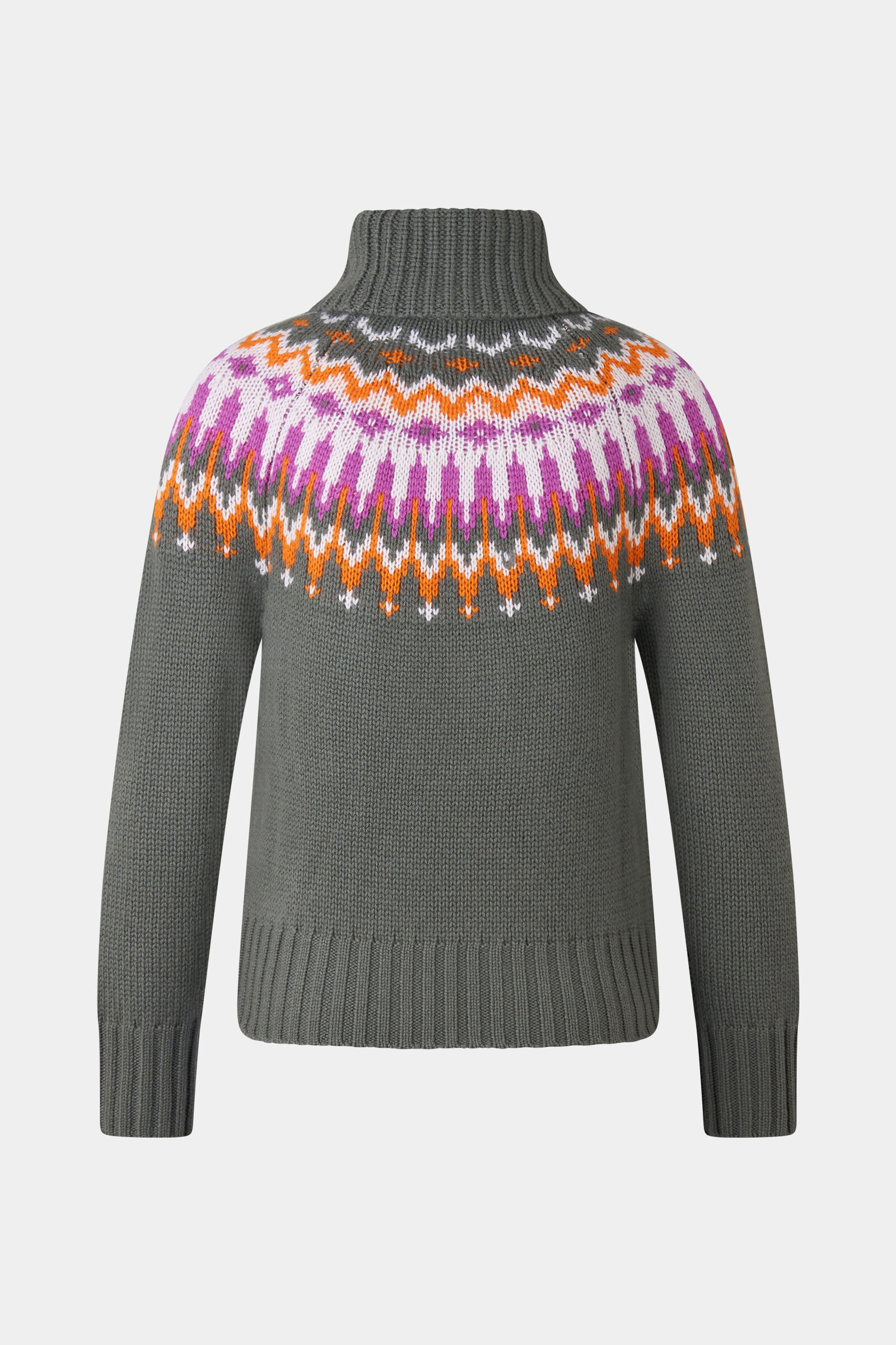 Norwegian pullover Ingrid in Khaki/Orange/Pink - 2