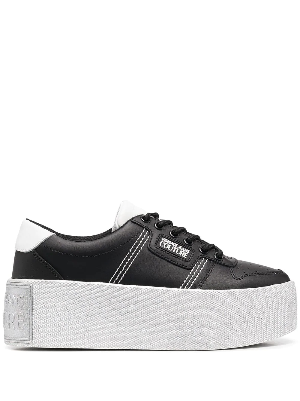 platform sole leather low-top sneakers - 1