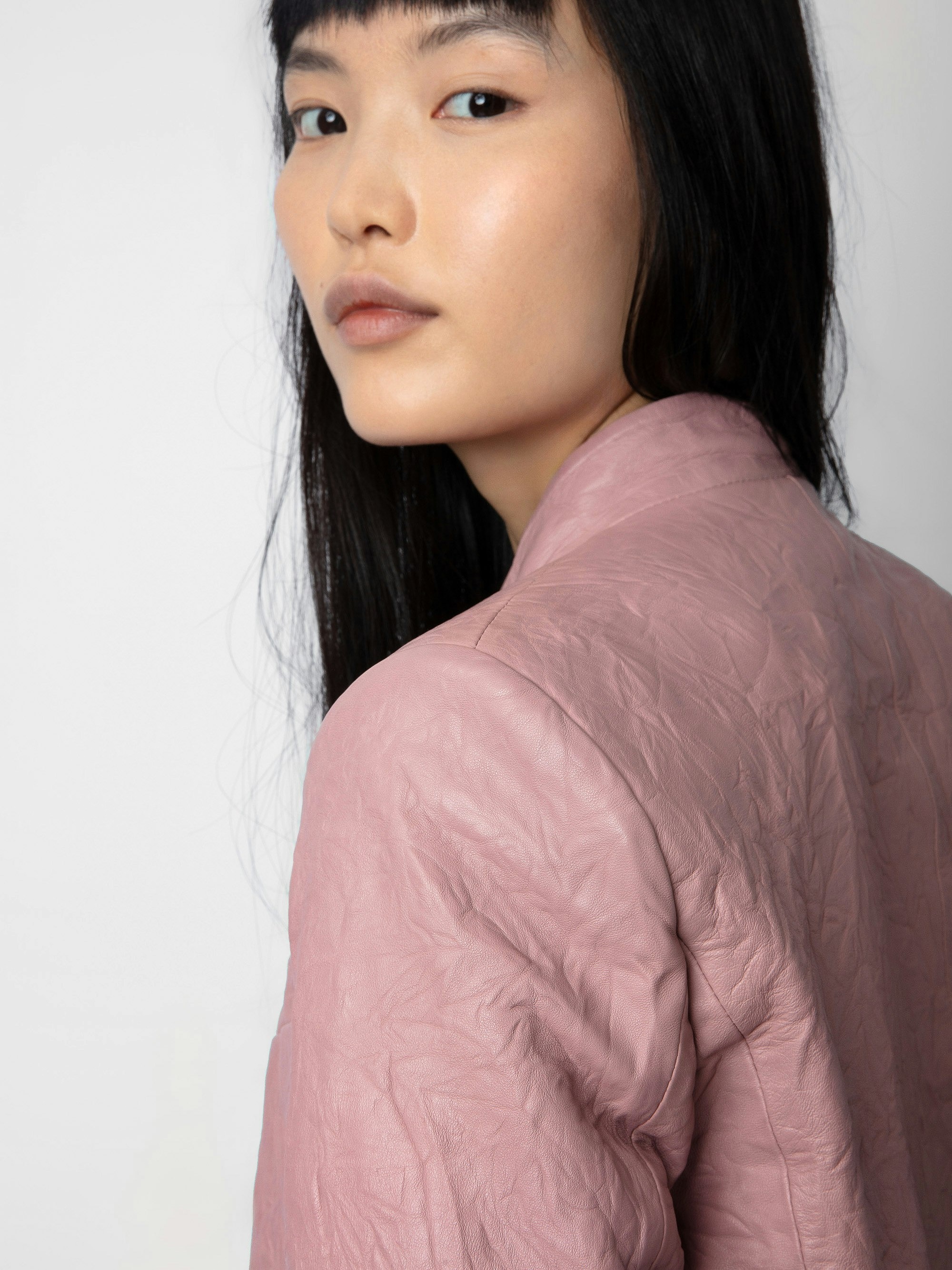 Very Crinkled Leather Blazer - 5