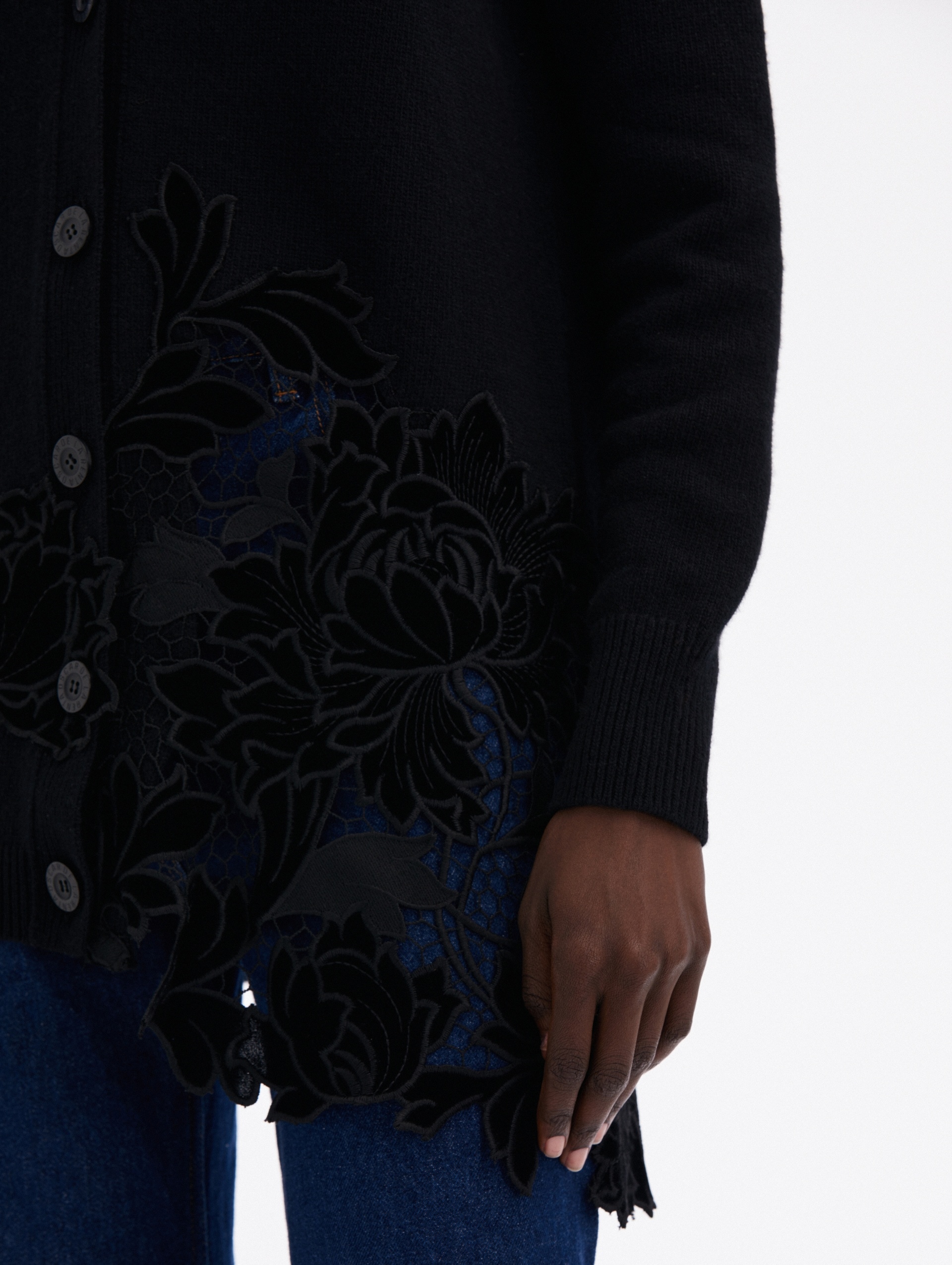 GUIPURE INSET LONG CARDIGAN - 5