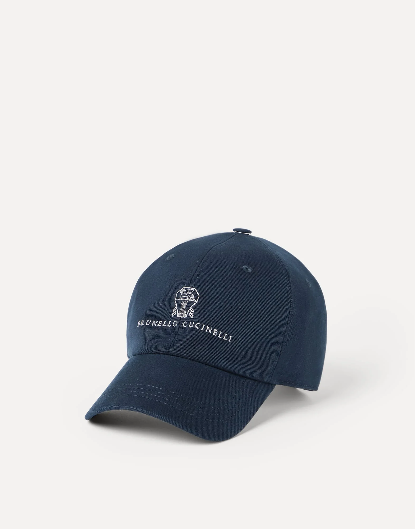 Garment-dyed twisted cotton gabardine baseball cap with embroidered logo - 1
