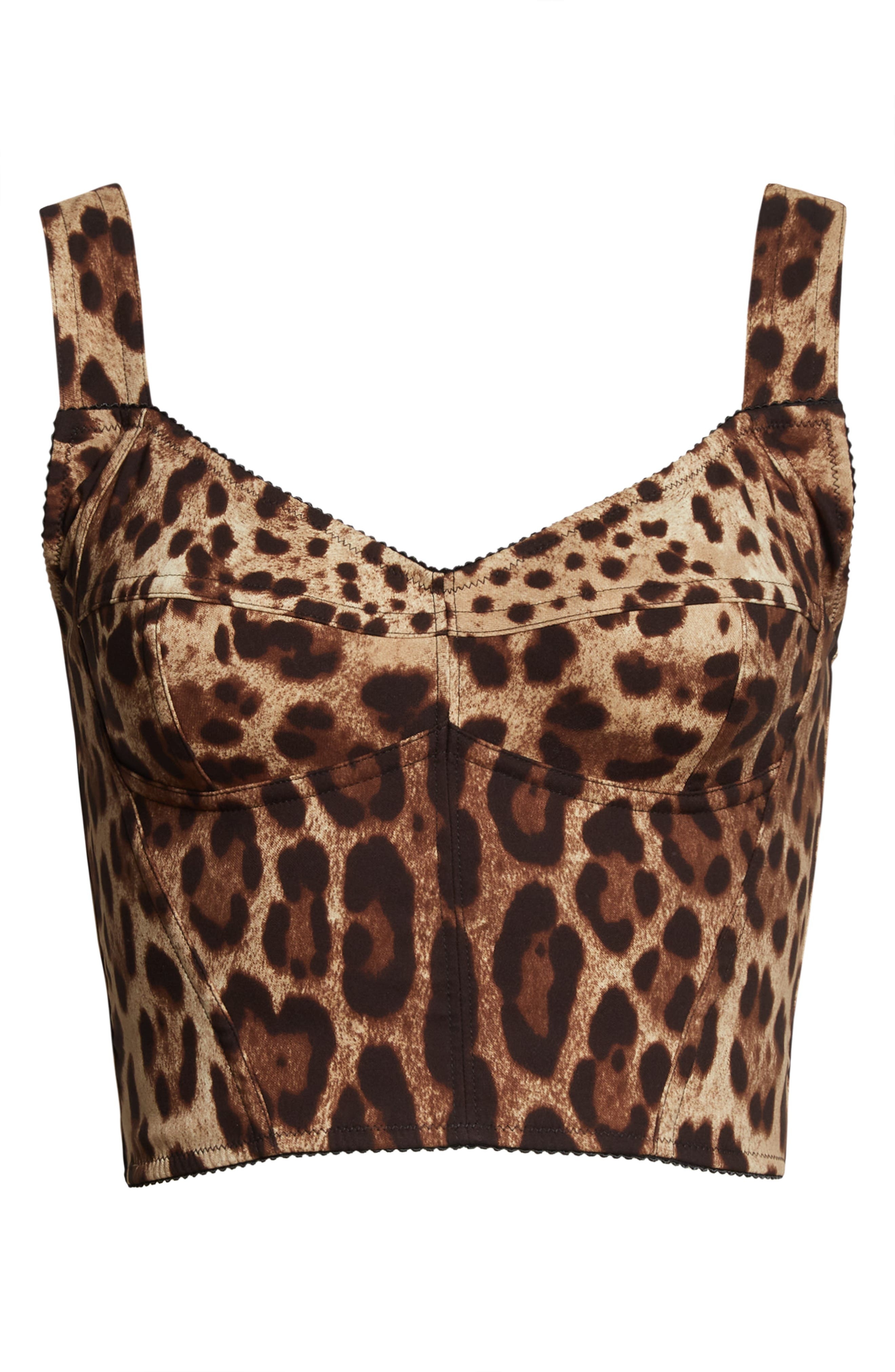 Leopard Print Silk Blend Charmeuse Bustier Top - 5
