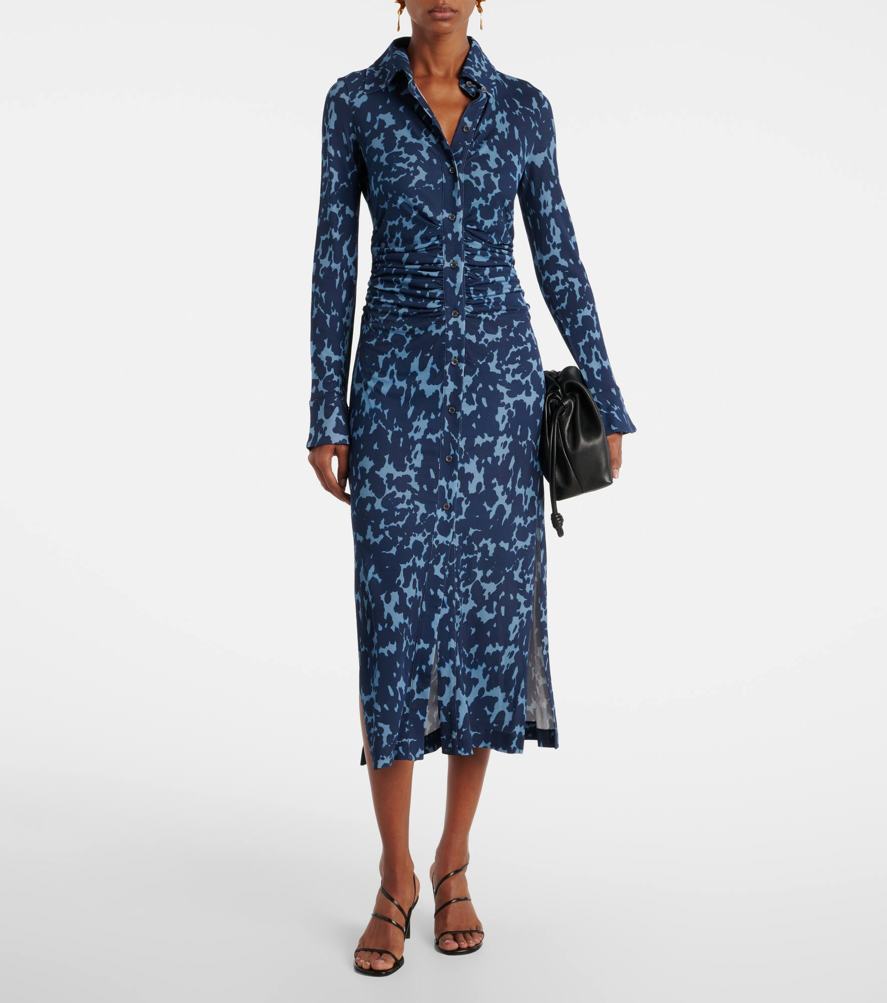 Claudia printed ruched jersey shirt dress - 2