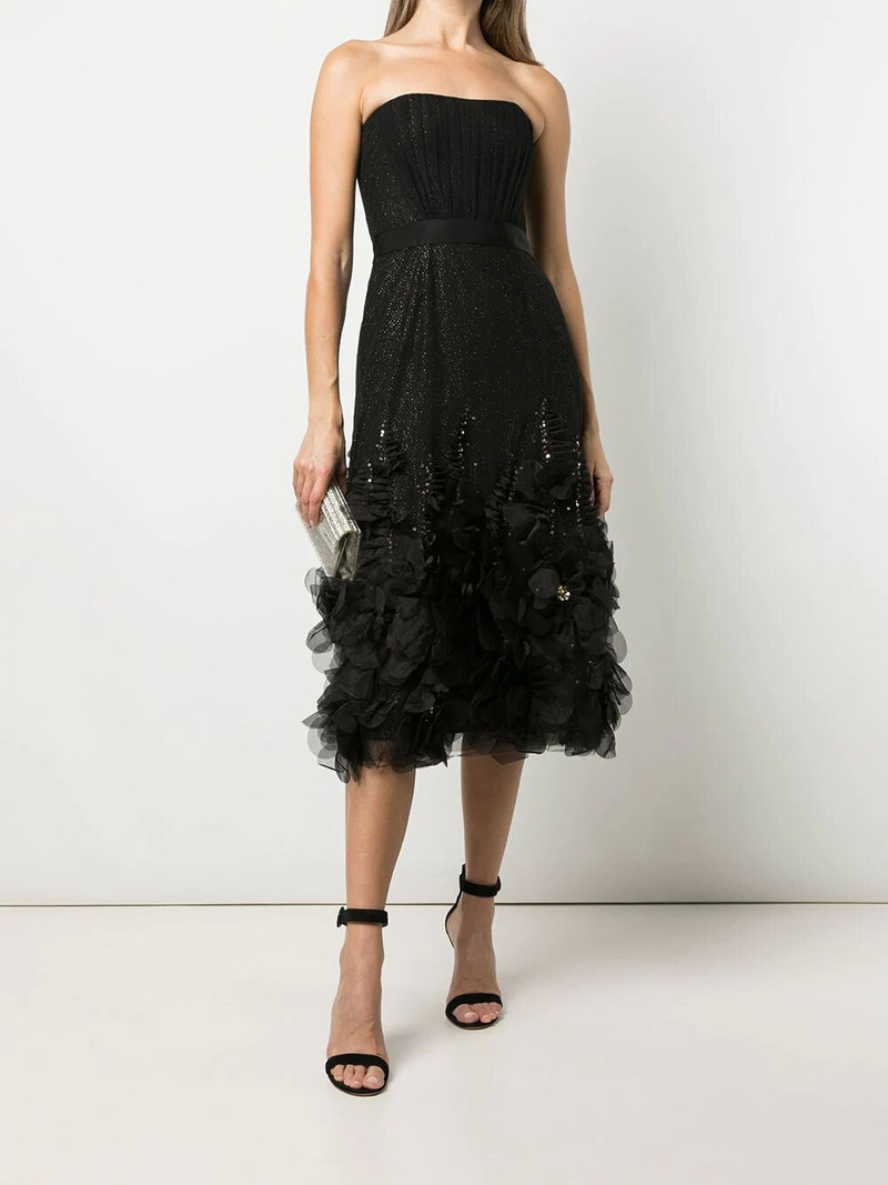 STRAPLESS GLITTER TEA-LENGTH TULLE GOWN 1