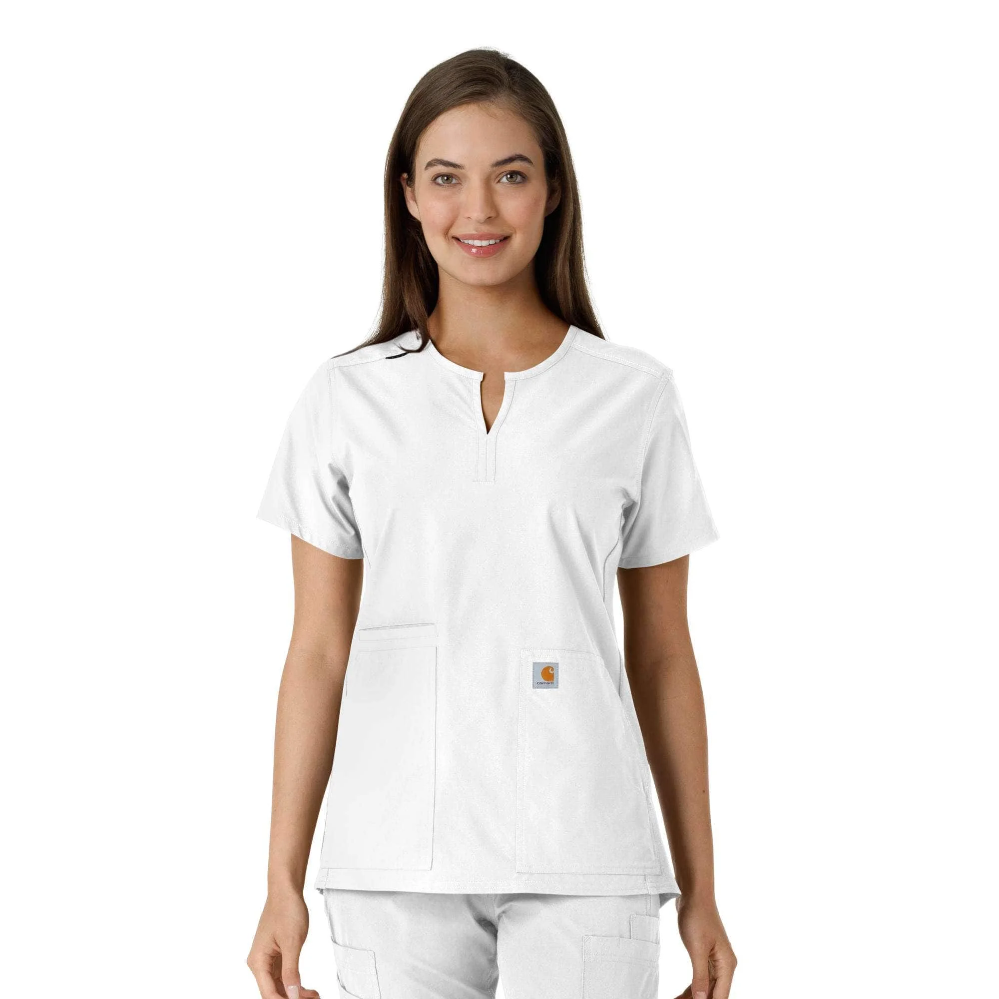 Women's Force Essentials Notch Neck Tunic Knit Panel Scrub Top - 1