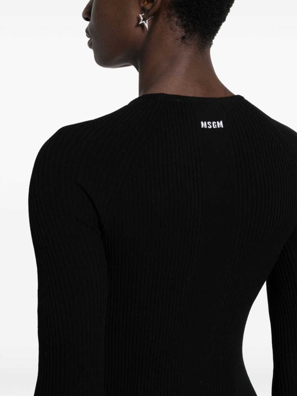 logo-intarsia cut-out jumper - 5