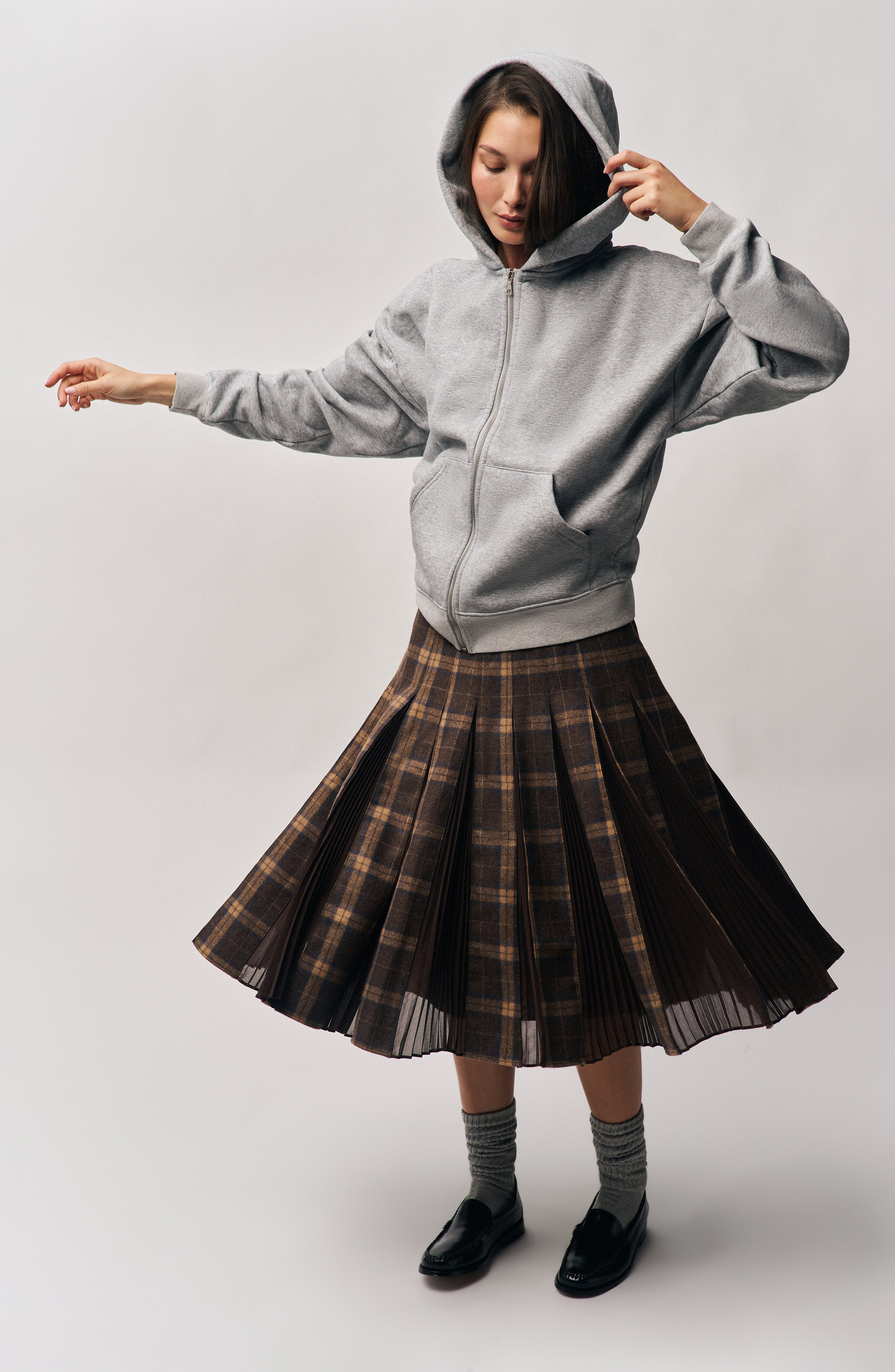 Guizio Gibson Chiffon Pleated Skirt in Tartan Multi at Nordstrom - 7