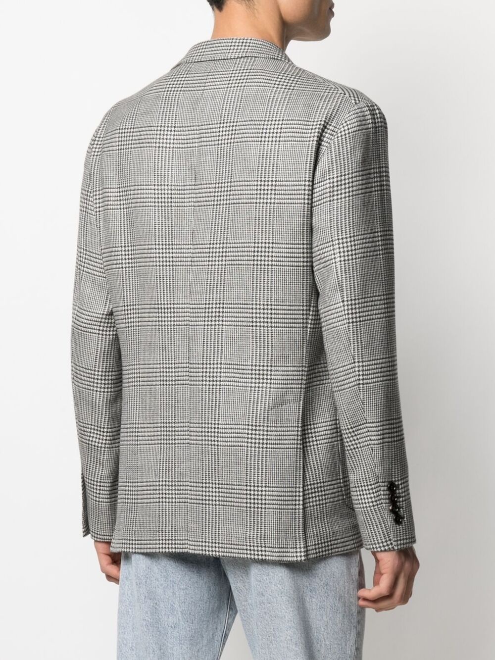 checked single-breasted blazer - 4