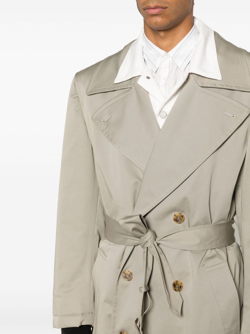 belted double-breasted coat - 5