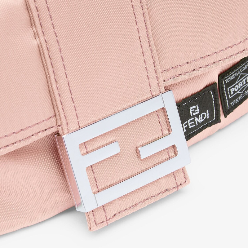 Baguette mini mobile phone pouch made of strong, high performance pink Porter® nylon with square fla 5