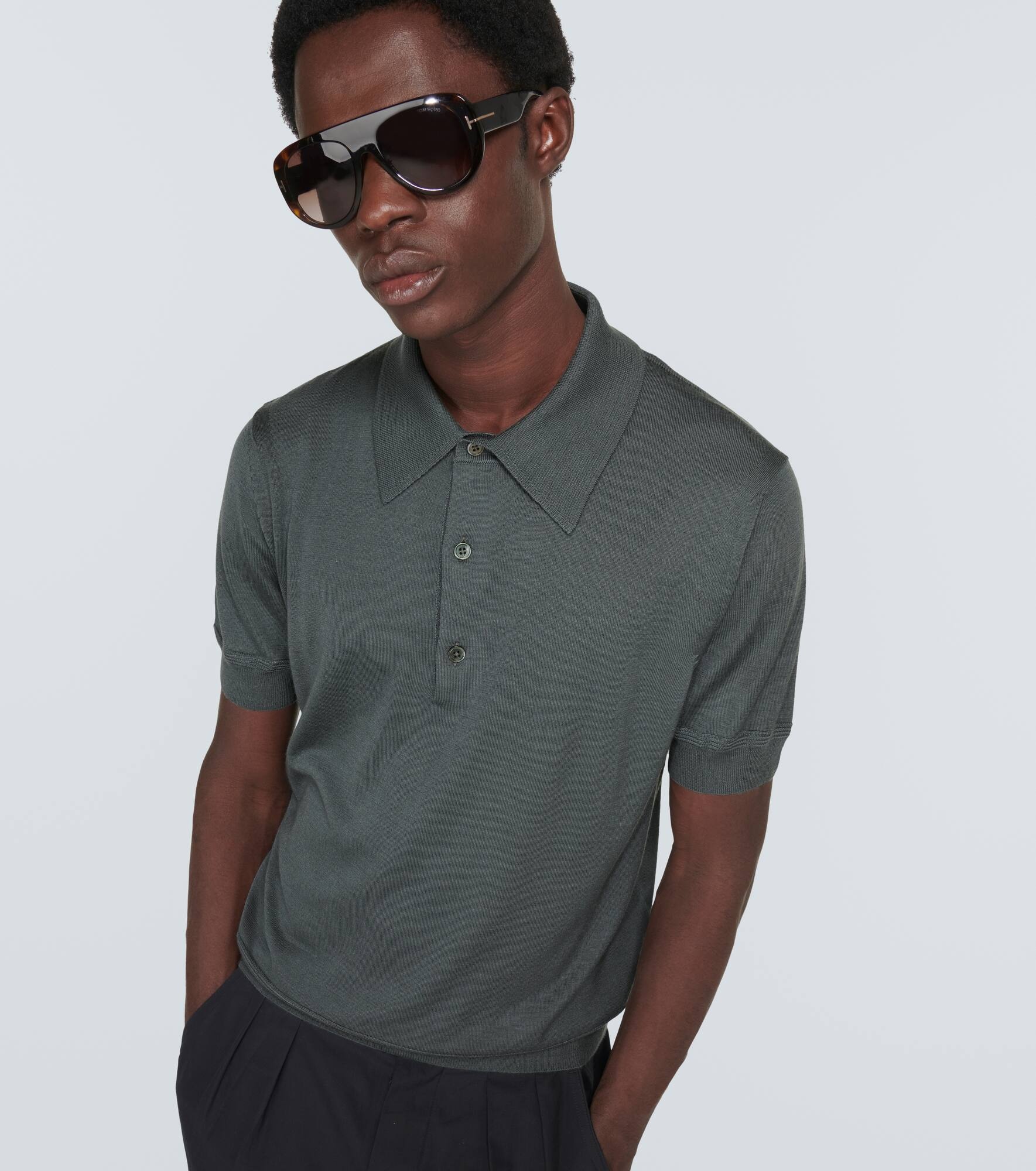 Cashmere and silk polo shirt - 5