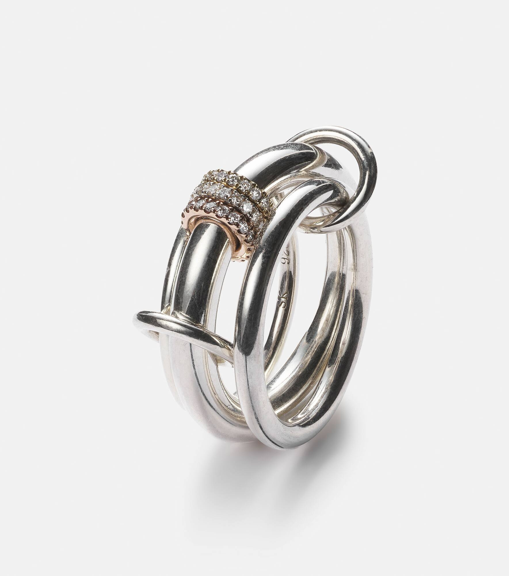 Gemini sterling silver ring with white diamonds - 4