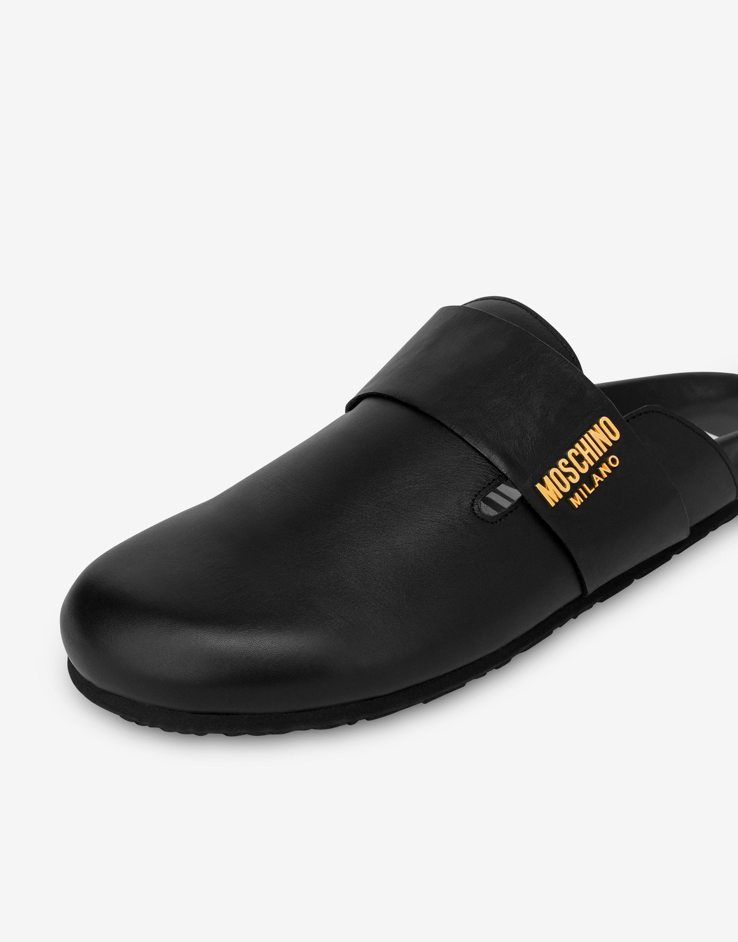 CALFSKIN METAL LOGO MULES - 4