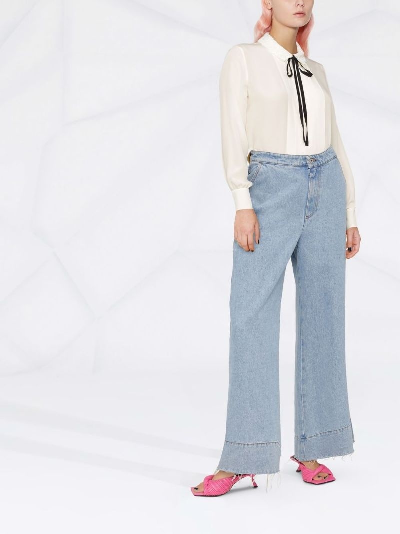 tie-fastening long-sleeve blouse - 4