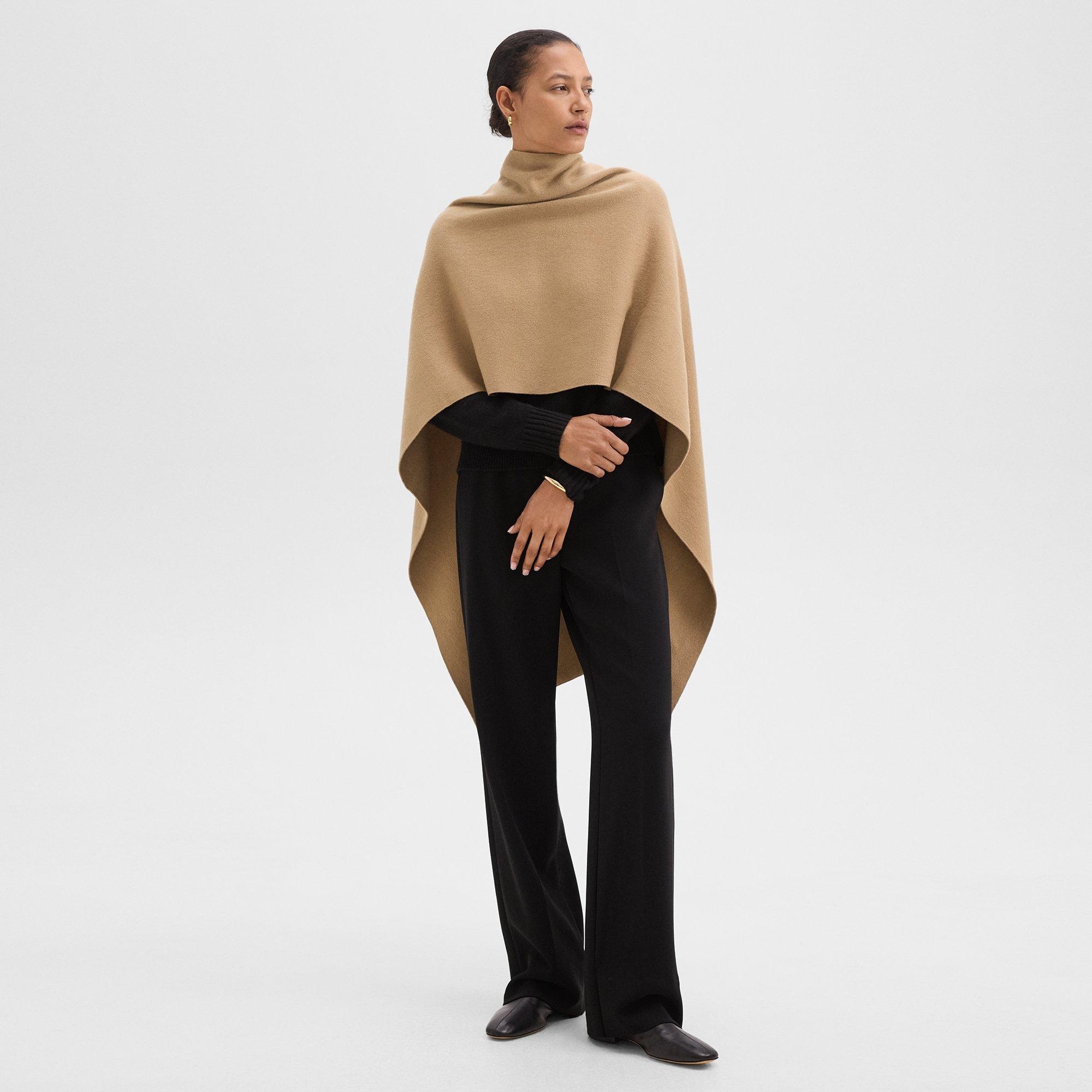 Draped Poncho in Felted Wool-Cashmere - 2