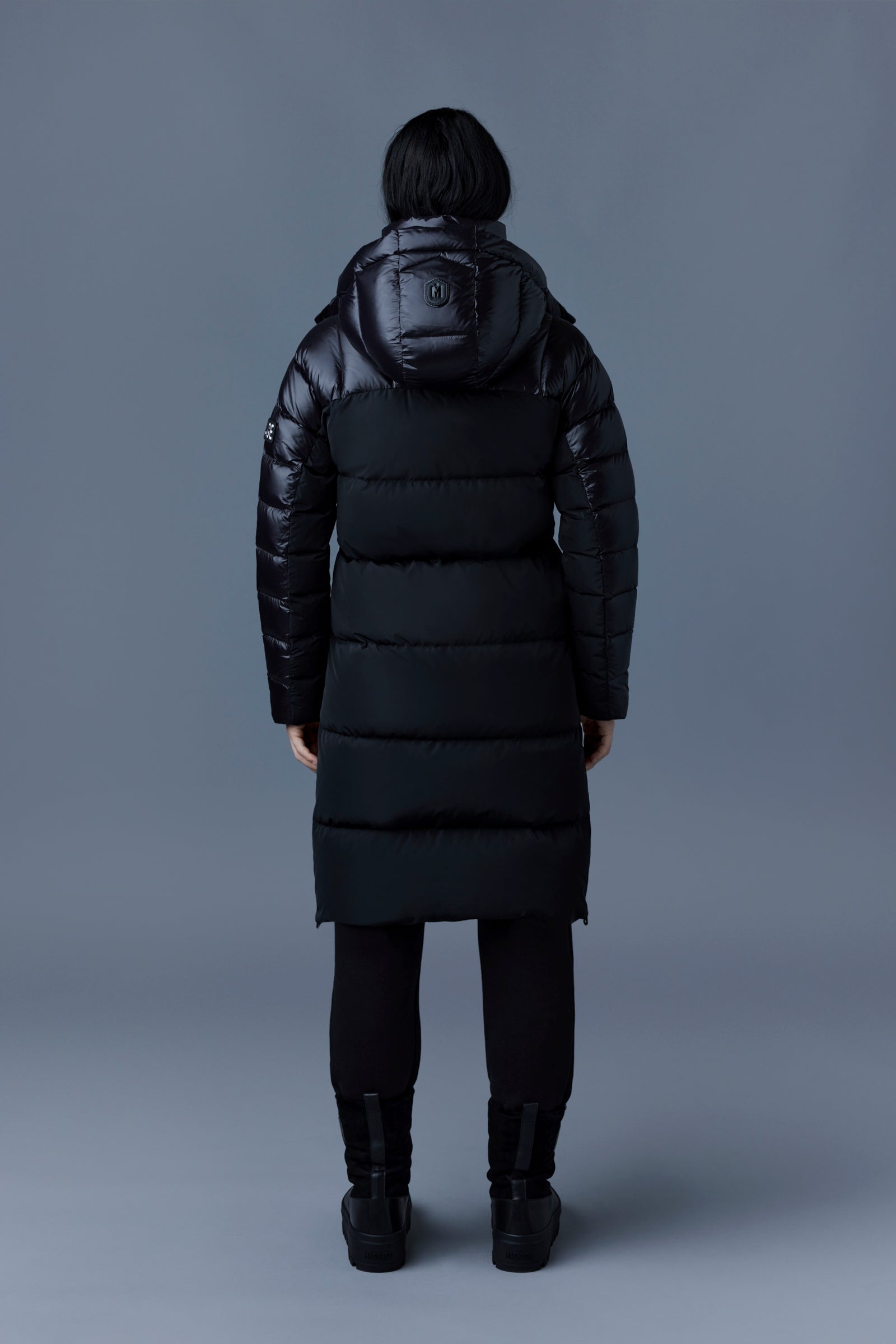 KAZ mixed-media down jacket with removable hood - 4