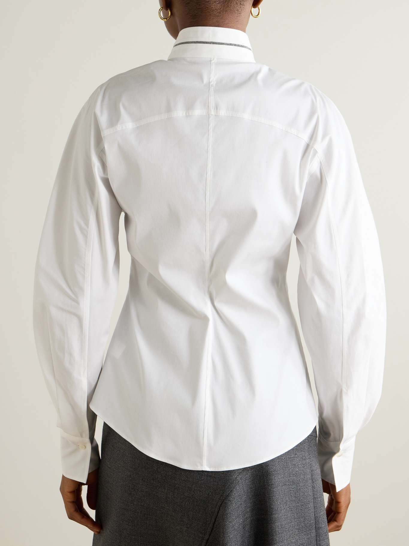 Embellished cotton-blend poplin shirt - 3