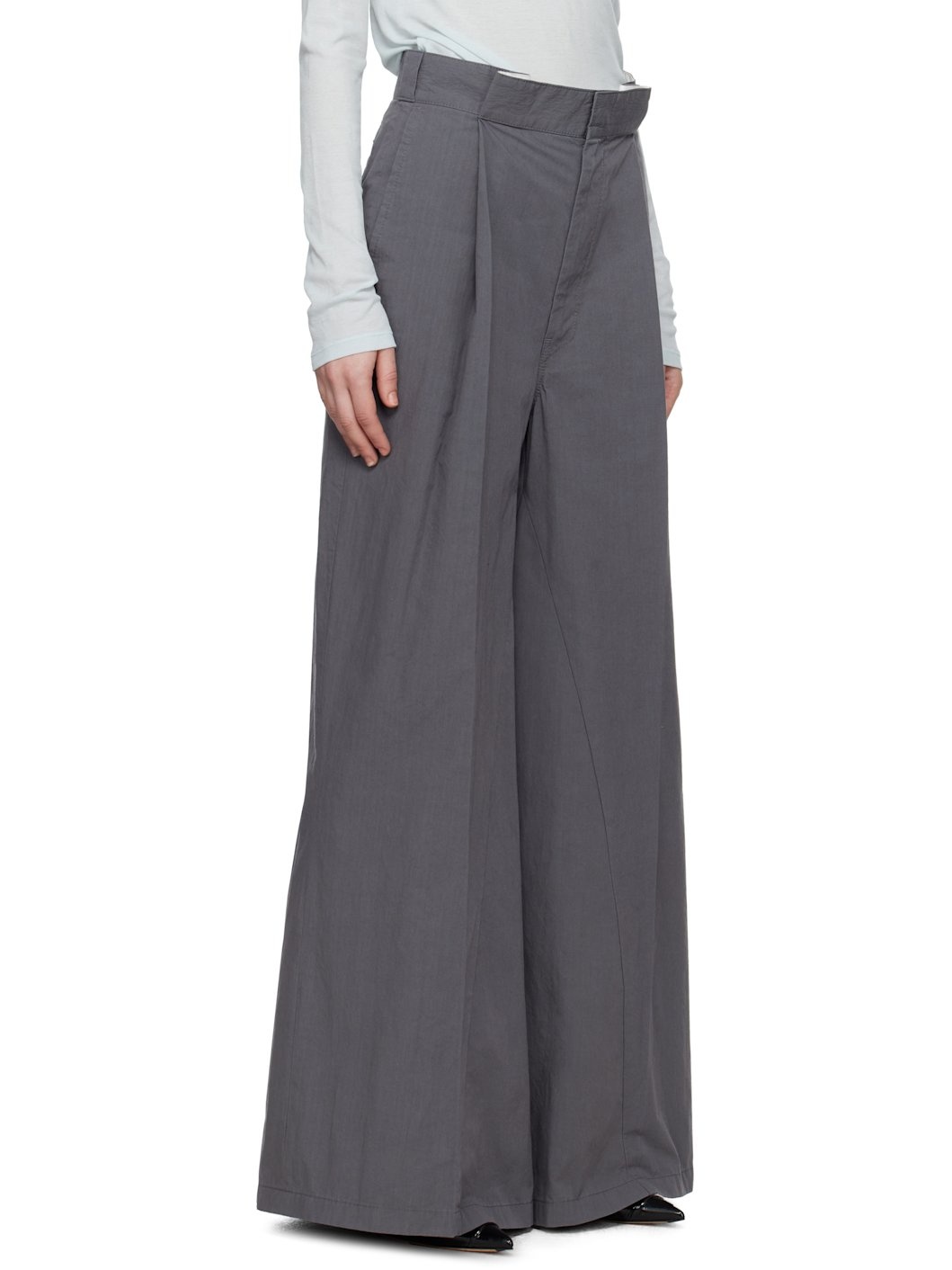 Gray Pleat Trousers - 2